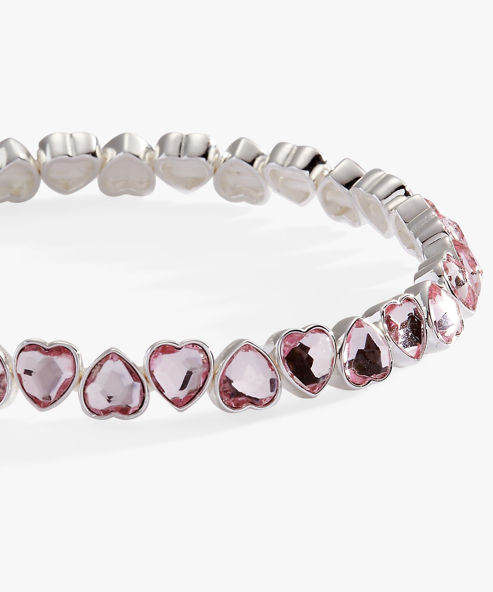 Pink Crystal Heart Stretch Bracelet