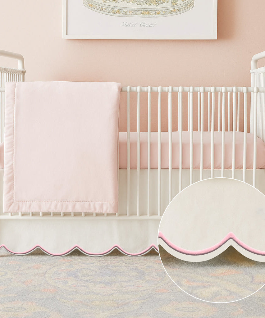 Scallop Embroidery Cotton Crib Skirt