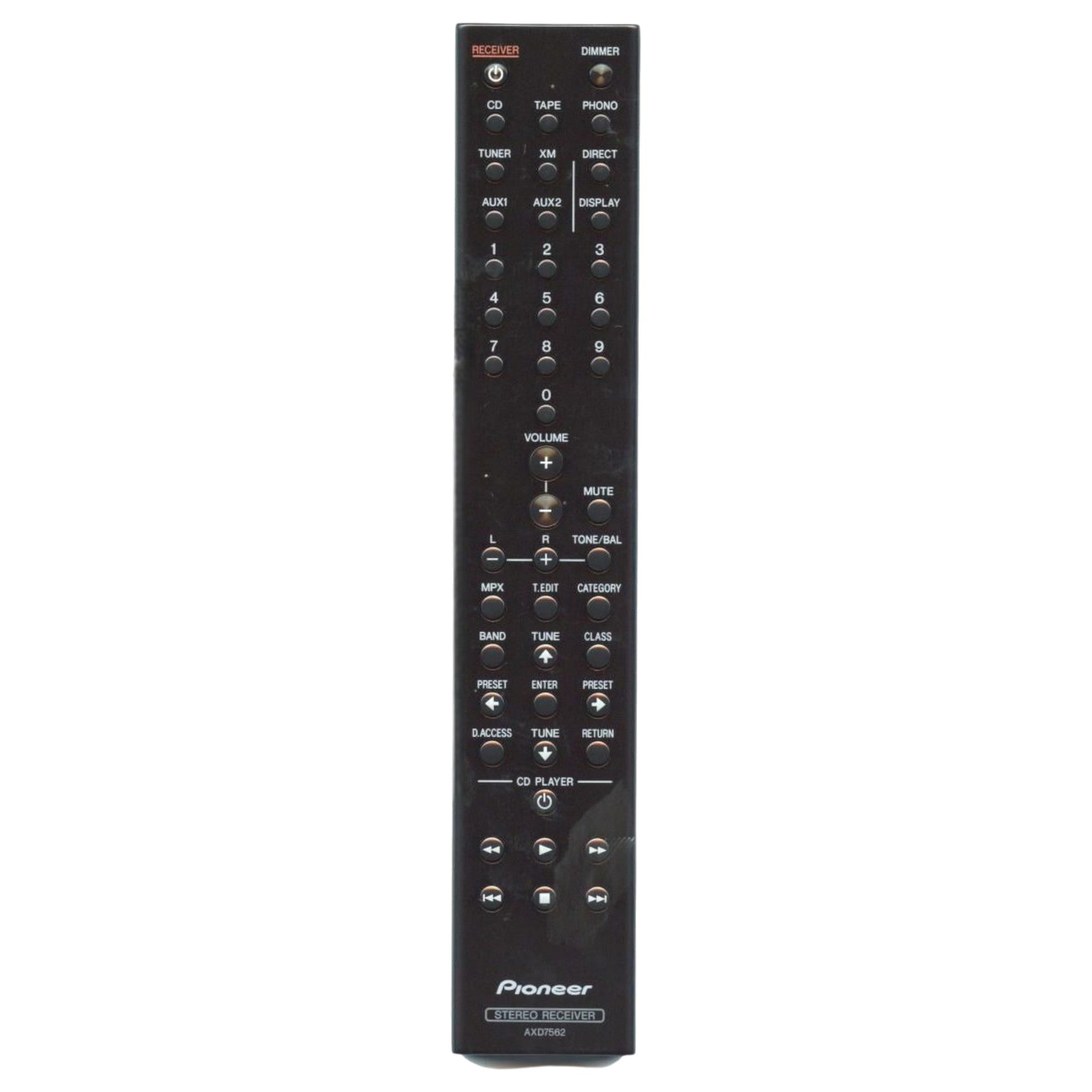 Pioneer AXD7562 Stereo Receiver Audio Remote Control - 8300756200010IL