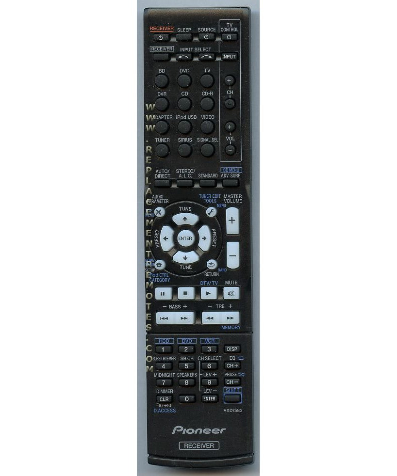 Pioneer AXD7583 Receiver Remote Control