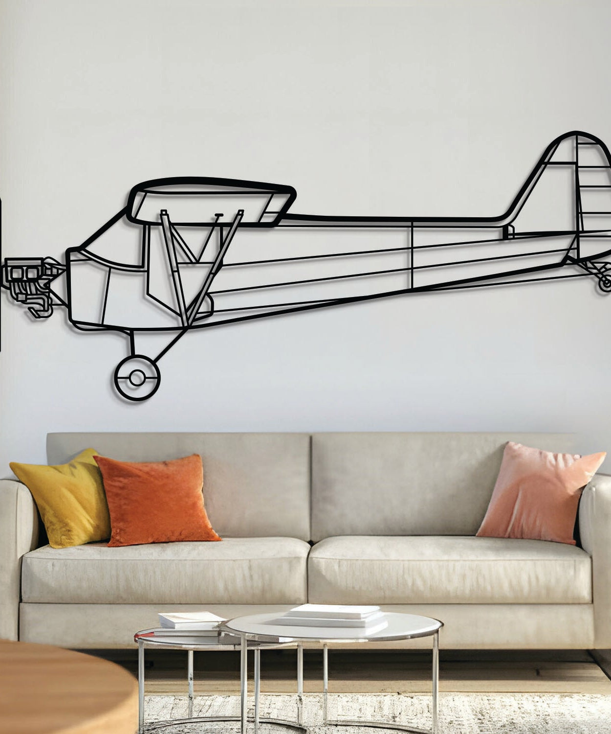Piper J-3 Cub Metallflugzeug Wandkunst - NCP0439