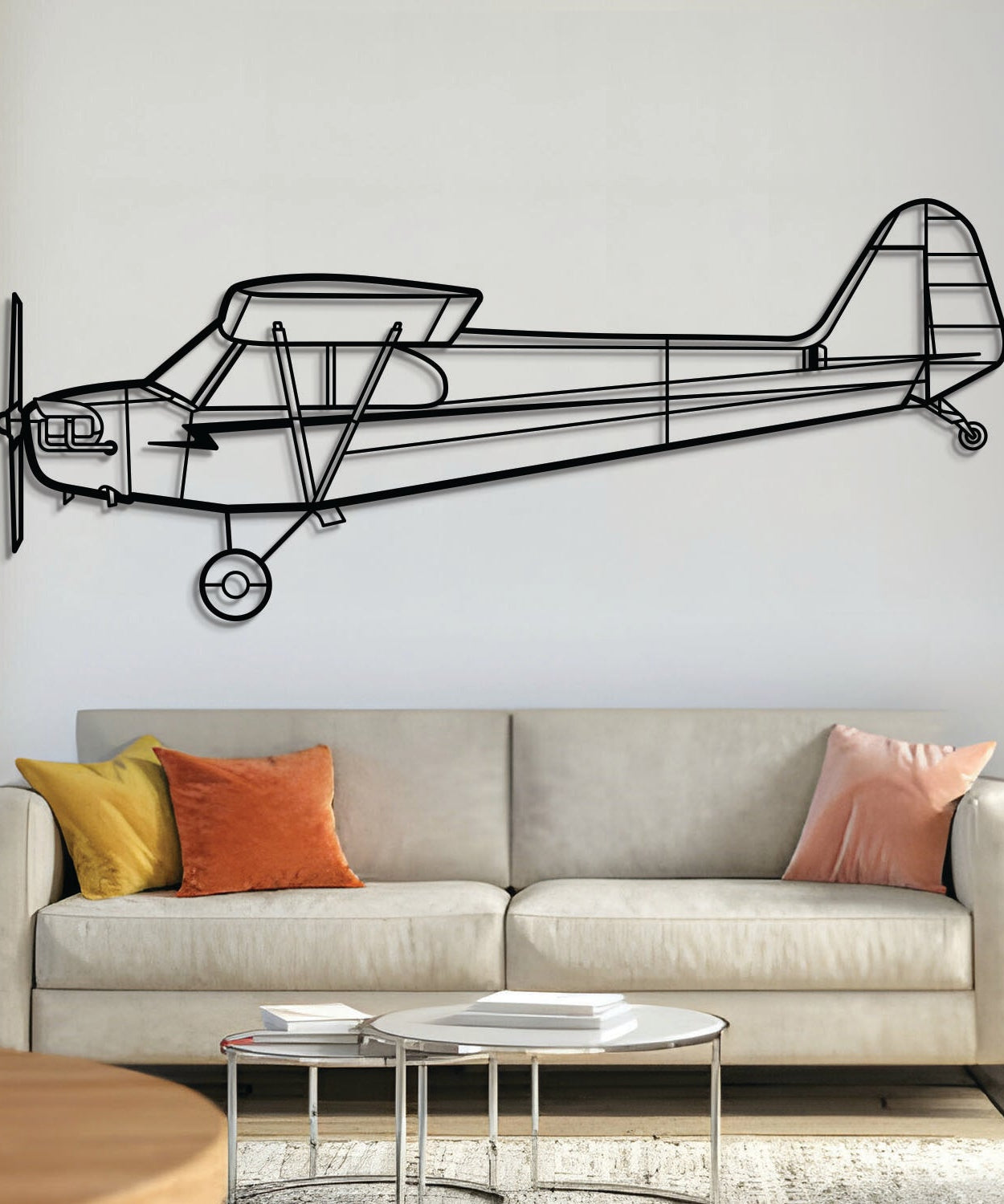 J-3 Cub Metallflugzeug Wandkunst - NCP0097