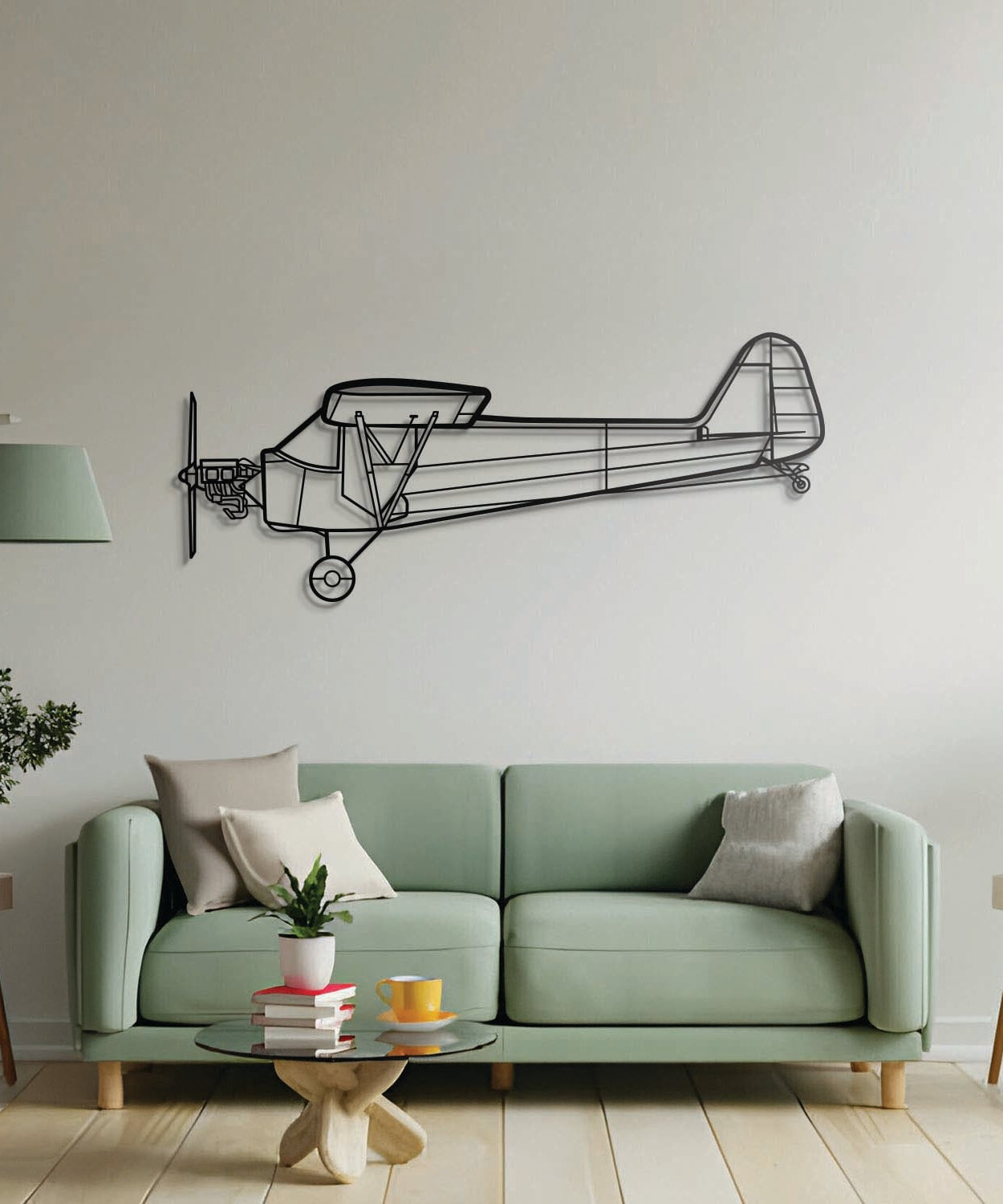 Piper J-3 Cub Metallflugzeug Wandkunst - NCP0439