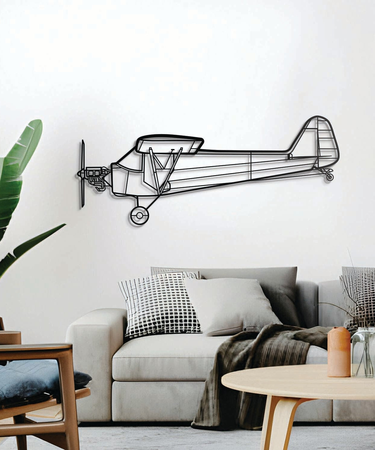 Piper J-3 Cub Metallflugzeug Wandkunst - NCP0439