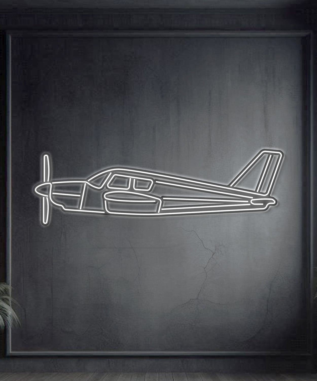 PA-28 Cherokee Metall Neon Flugzeug Wandkunst - NCN0056