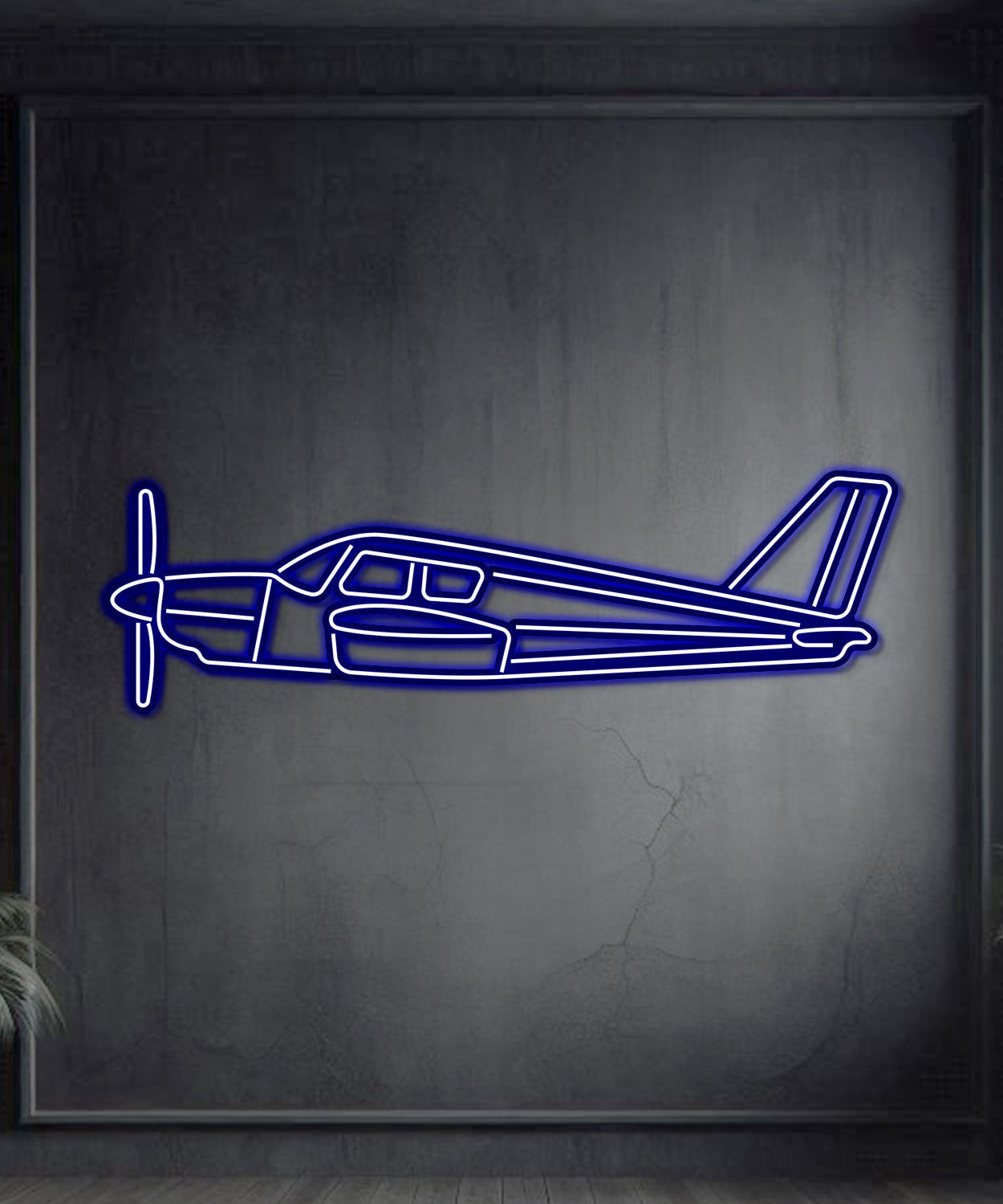 PA-28 Cherokee Metall Neon Flugzeug Wandkunst - NCN0056