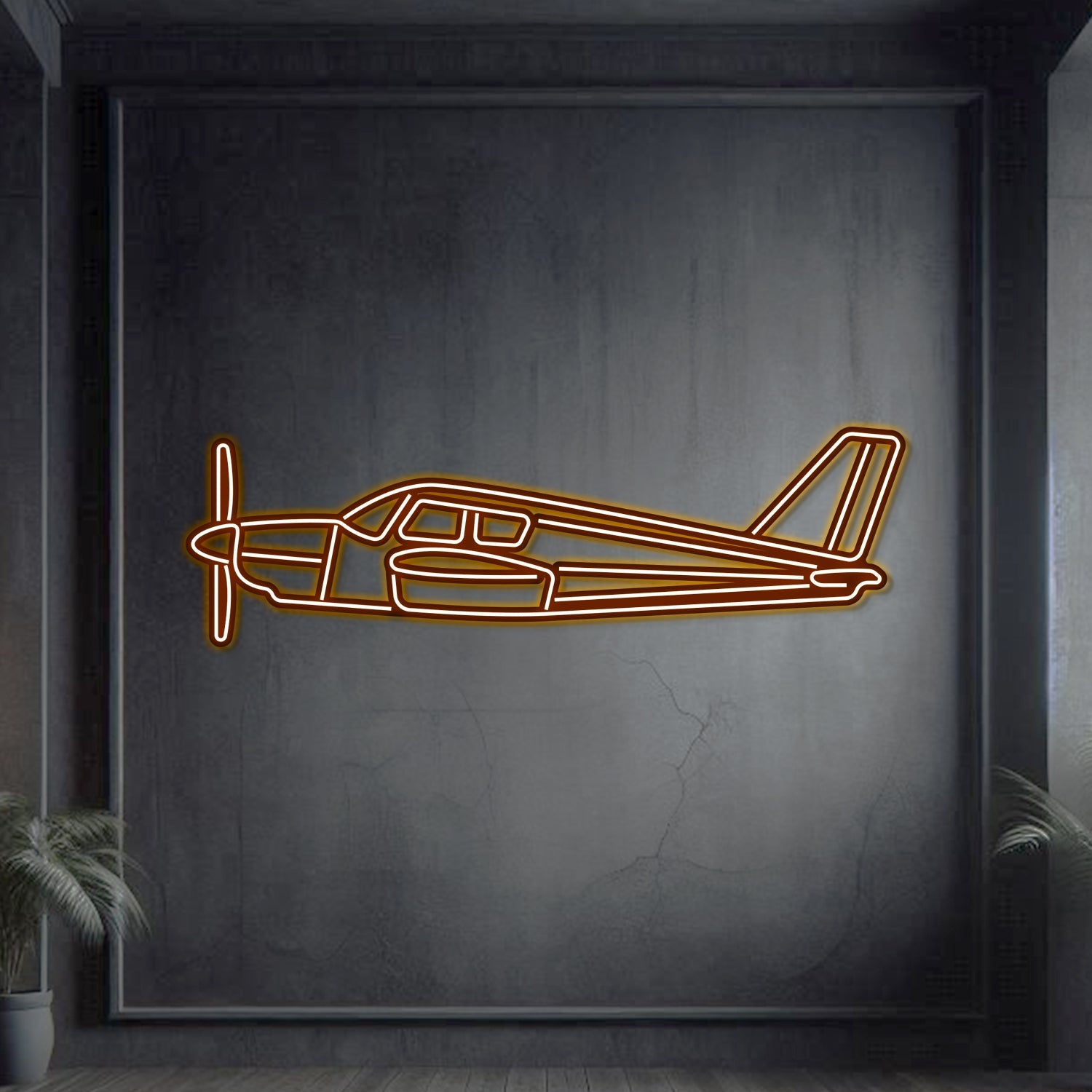 PA-28 Cherokee Metall Neon Flugzeug Wandkunst - NCN0056
