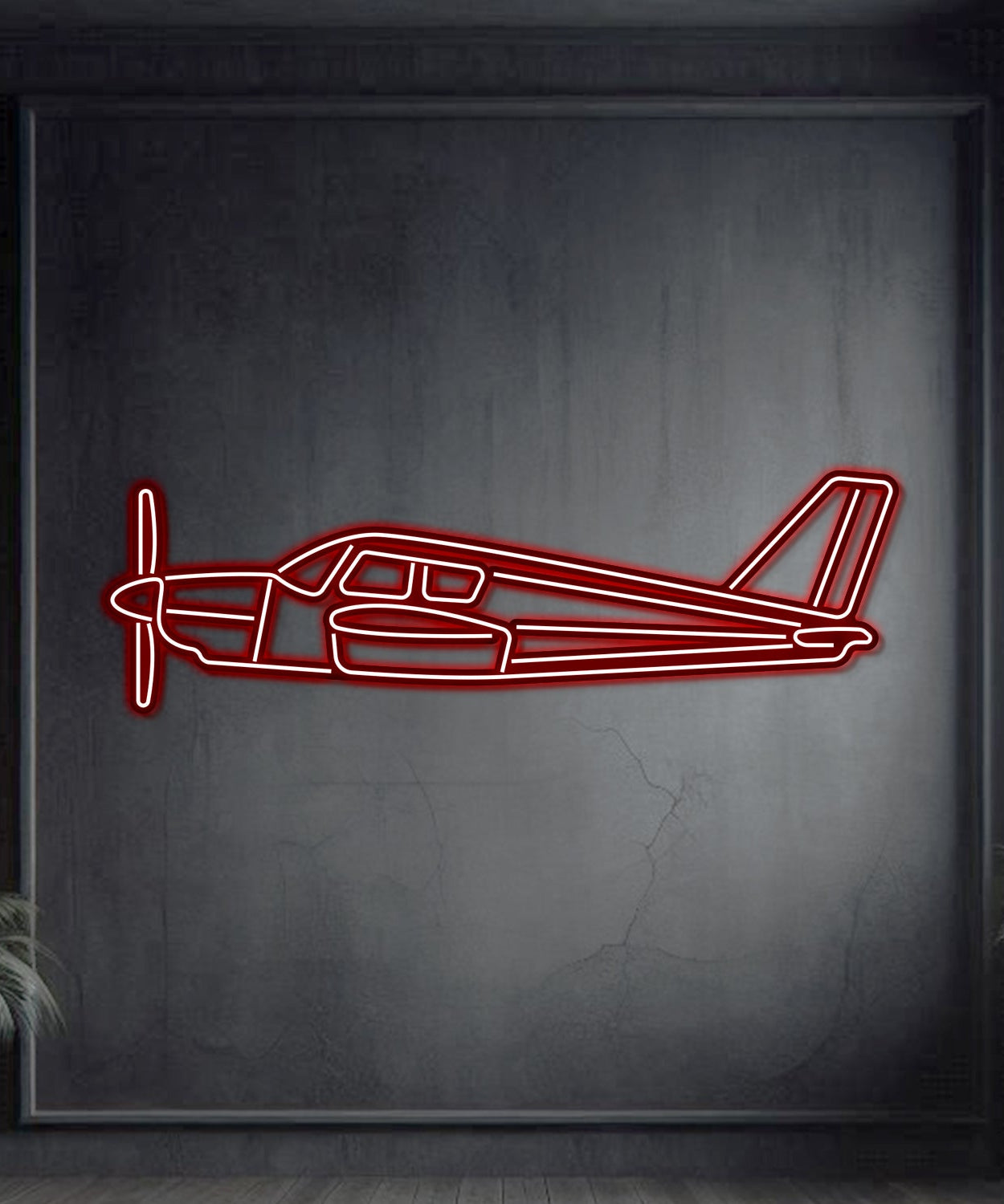 PA-28 Cherokee Metall Neon Flugzeug Wandkunst - NCN0056