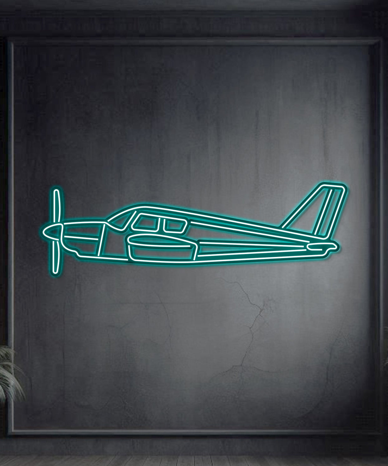 PA-28 Cherokee Metall Neon Flugzeug Wandkunst - NCN0056
