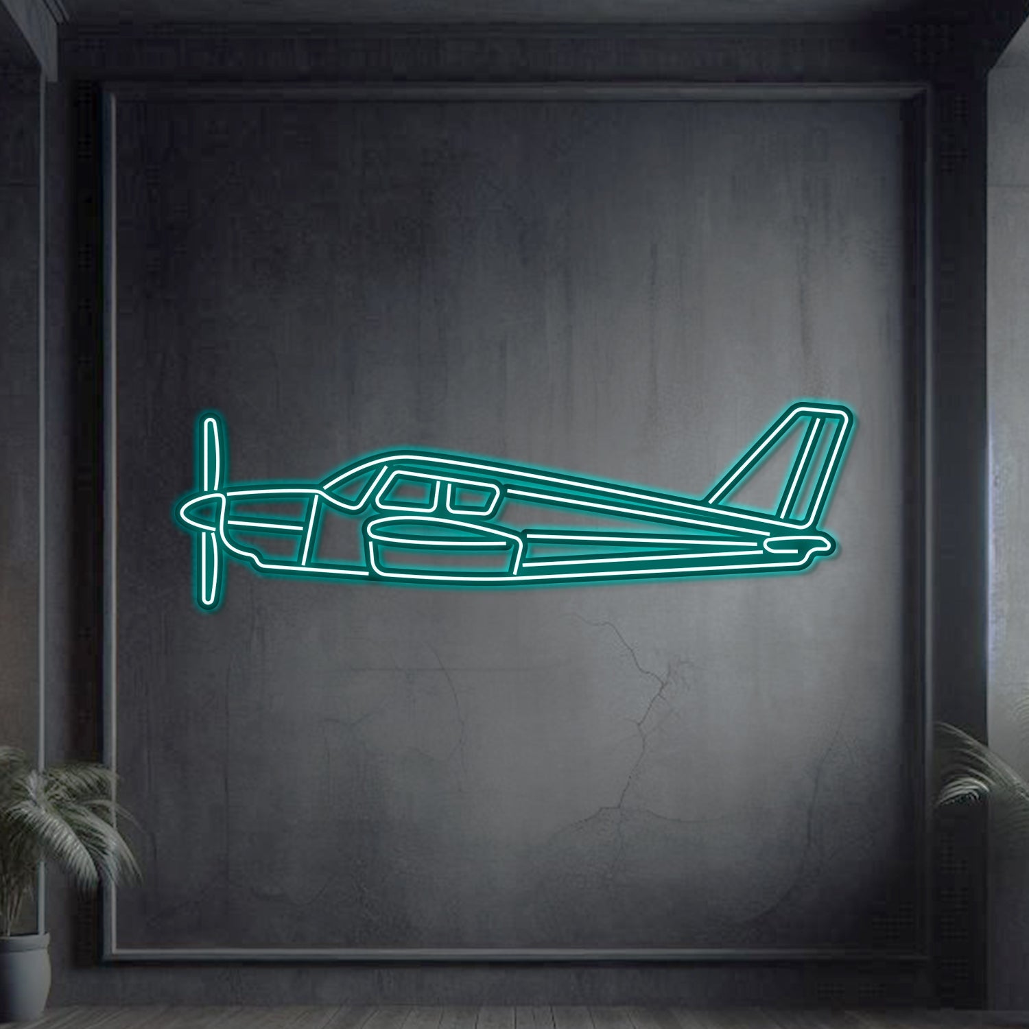 PA-28 Cherokee Metall Neon Flugzeug Wandkunst - NCN0056