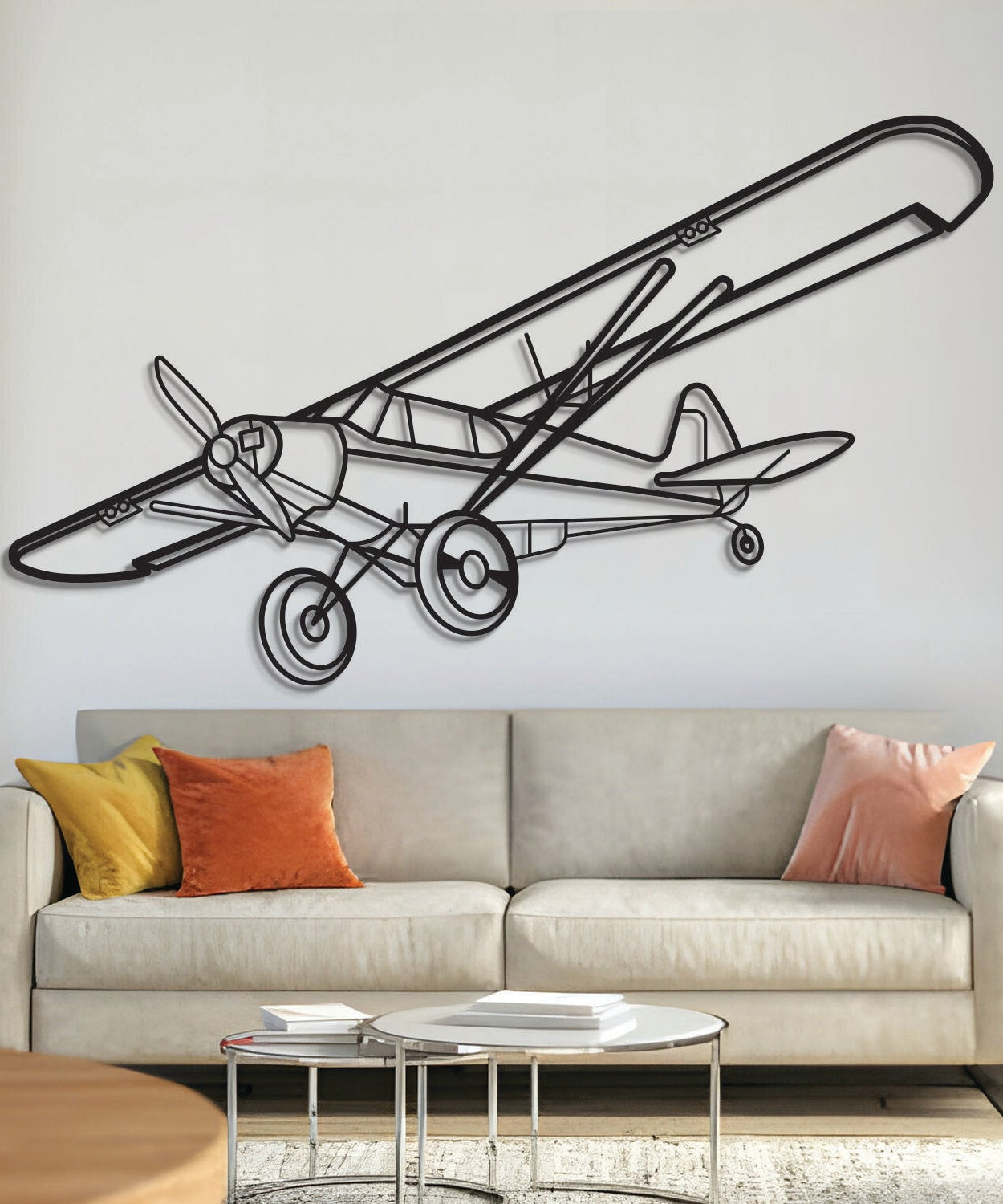 Super Cub Metallflugzeug Wandkunst - NCP0139