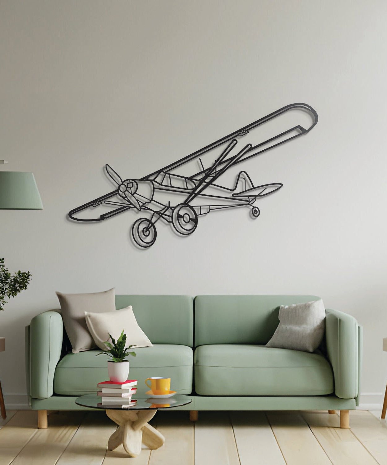 Super Cub Metallflugzeug Wandkunst - NCP0139