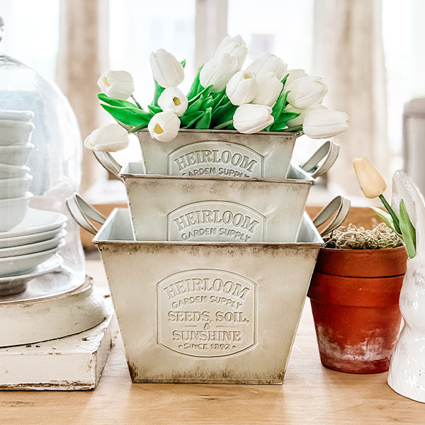 Pflanzgefäße aus Metall im Vintage-Stil „Heirloom Garden Supply“, 3er-Set