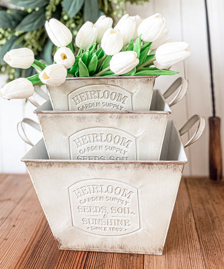 Pflanzgefäße aus Metall im Vintage-Stil „Heirloom Garden Supply“, 3er-Set