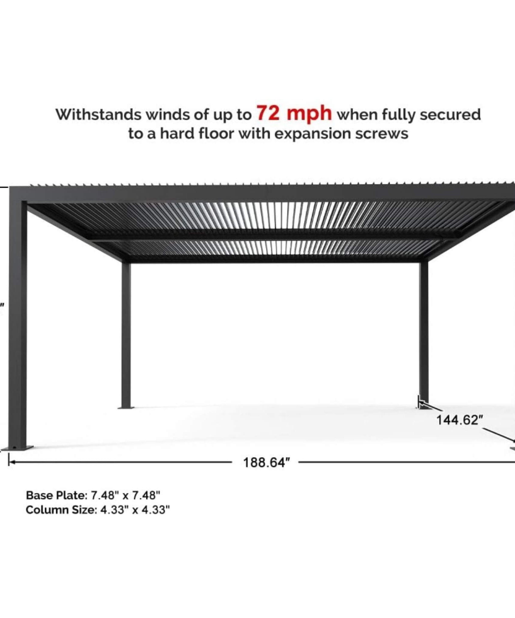 [12X16FT] Alora Premium Outdoor Gray Aluminum Hardtop Pergola With Adjustable Roof (SAK81364)