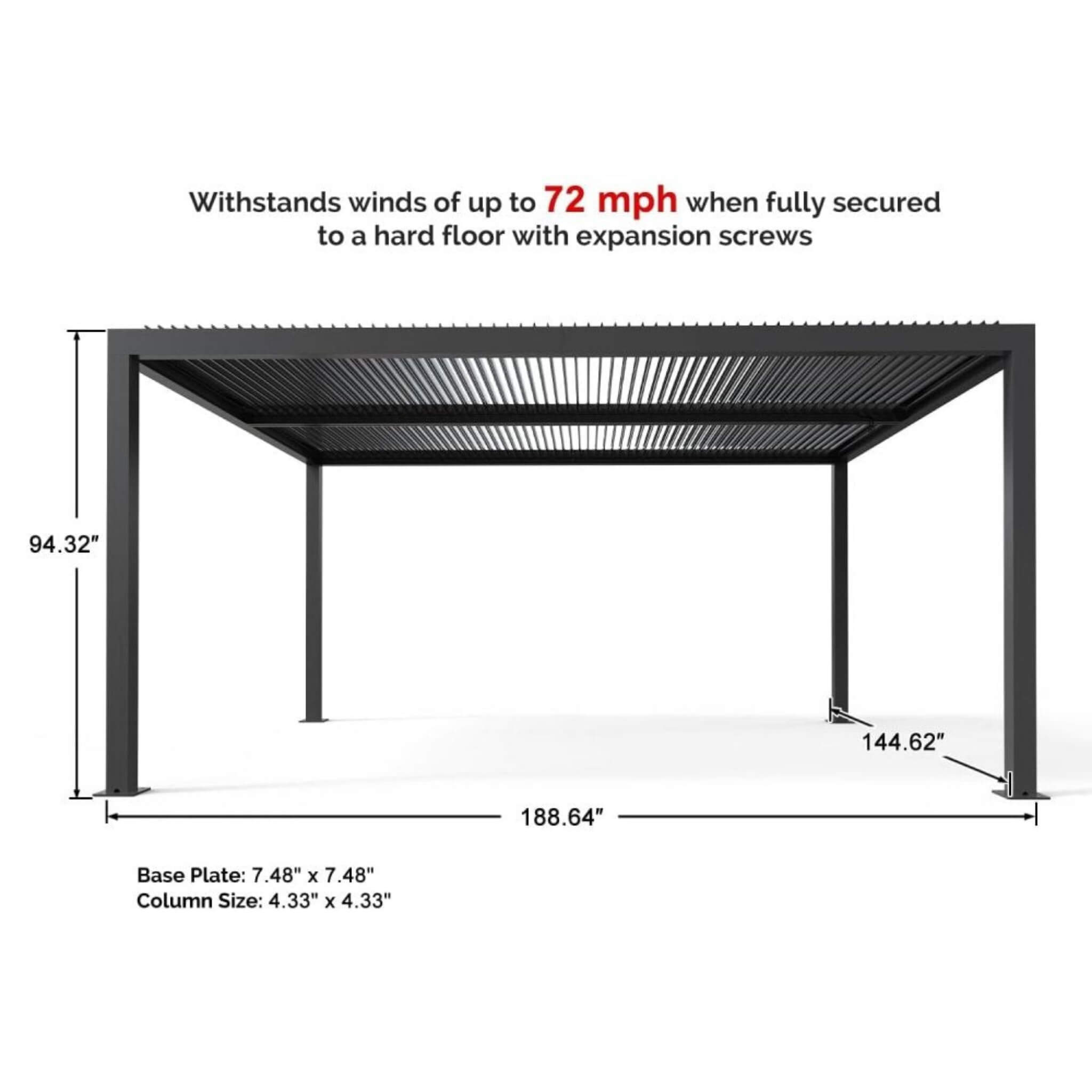 [12X16FT] Alora Premium Outdoor Gray Aluminum Hardtop Pergola With Adjustable Roof (SAK81364)