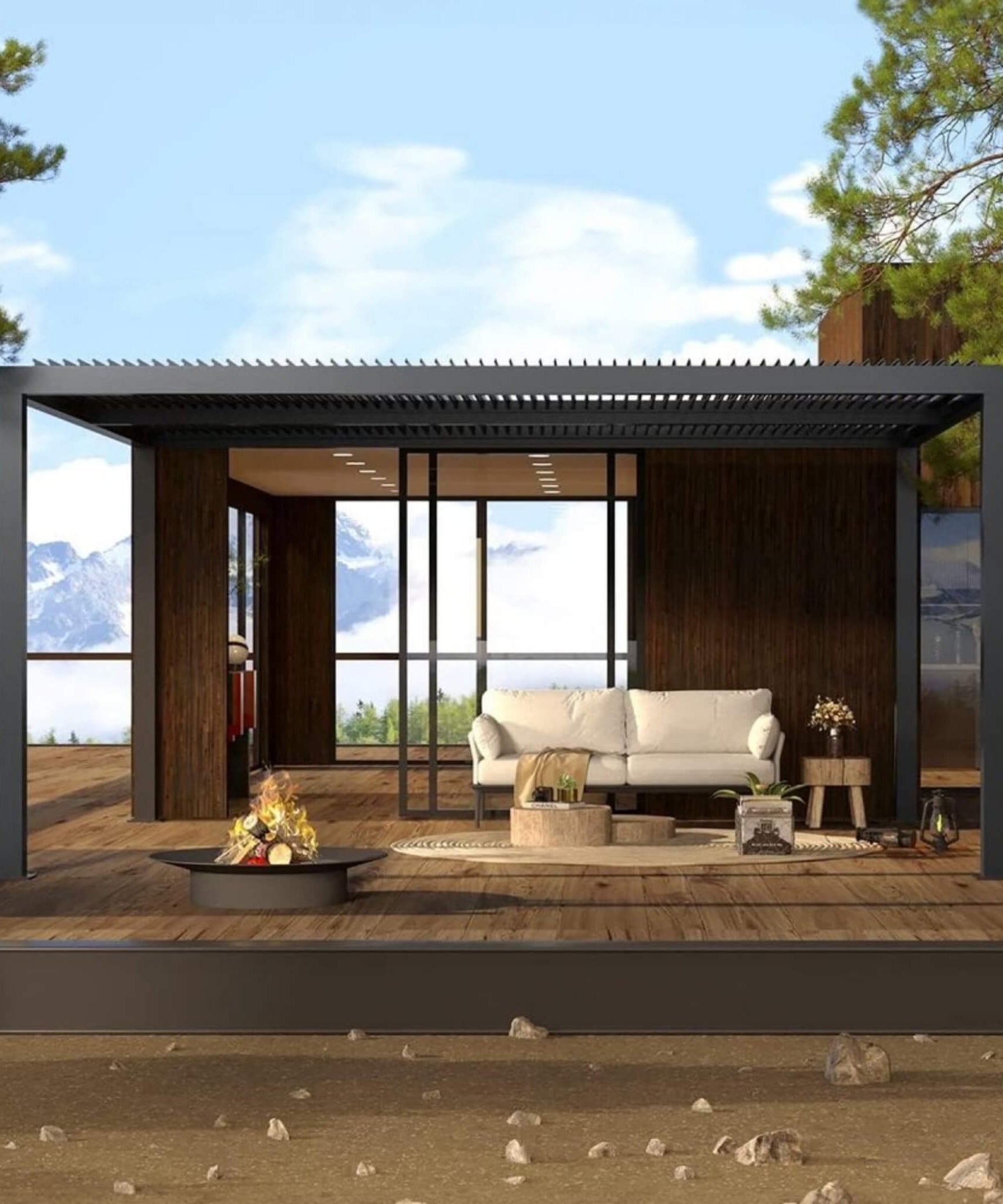 [12X16FT] Alora Premium Outdoor Gray Aluminum Hardtop Pergola With Adjustable Roof (SAK81364)