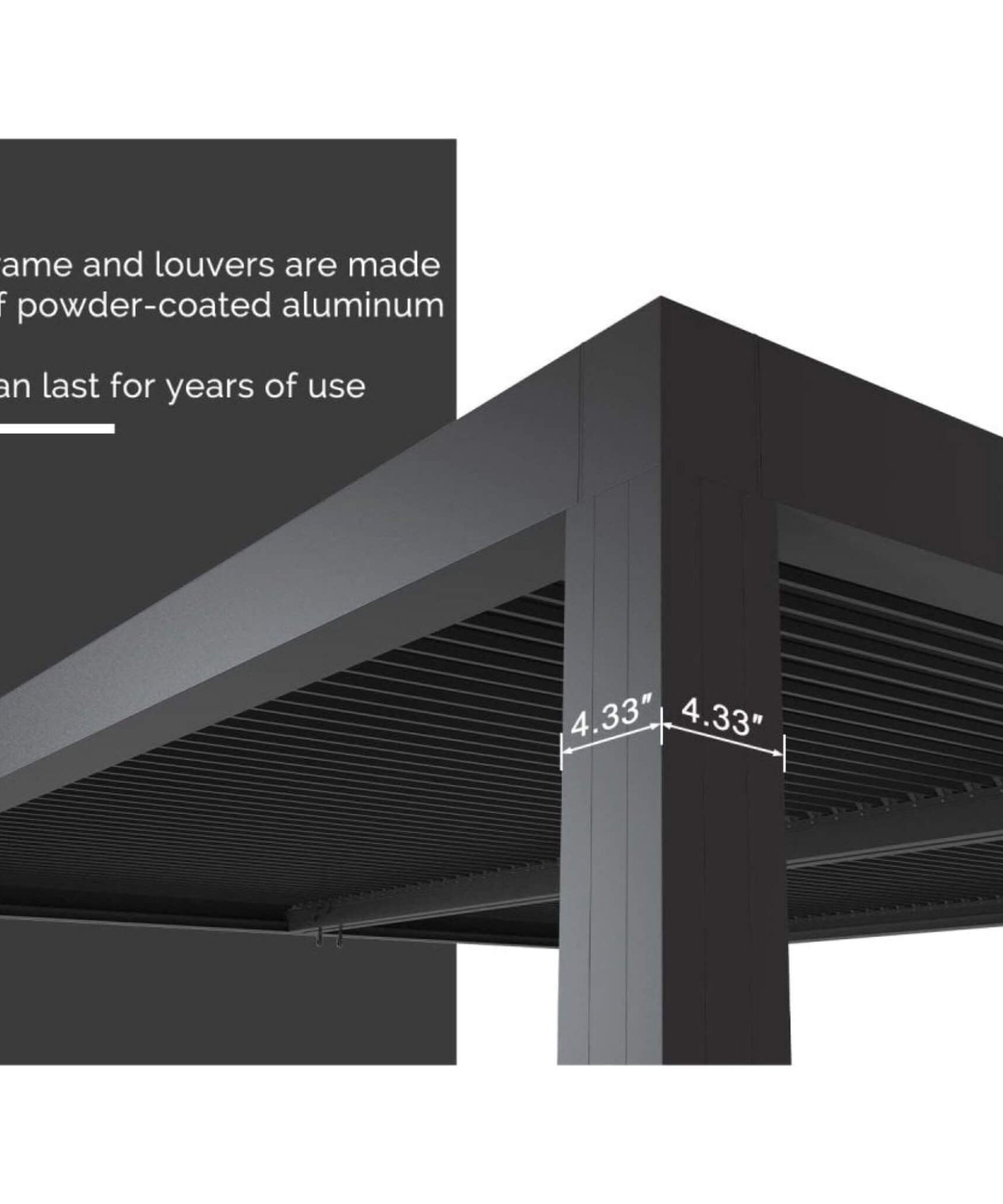 [12X16FT] Alora Premium Outdoor Gray Aluminum Hardtop Pergola With Adjustable Roof (SAK81364)