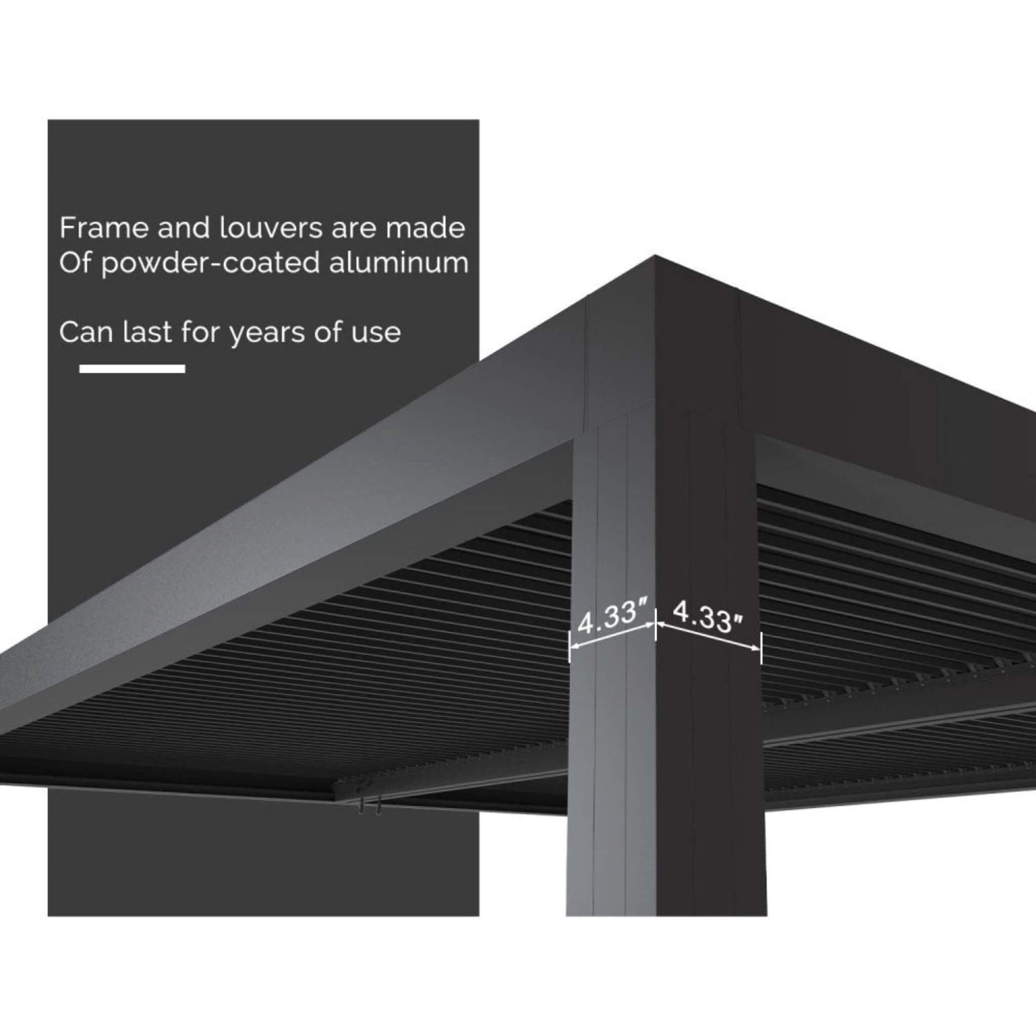 [12X16FT] Alora Premium Outdoor Gray Aluminum Hardtop Pergola With Adjustable Roof (SAK81364)