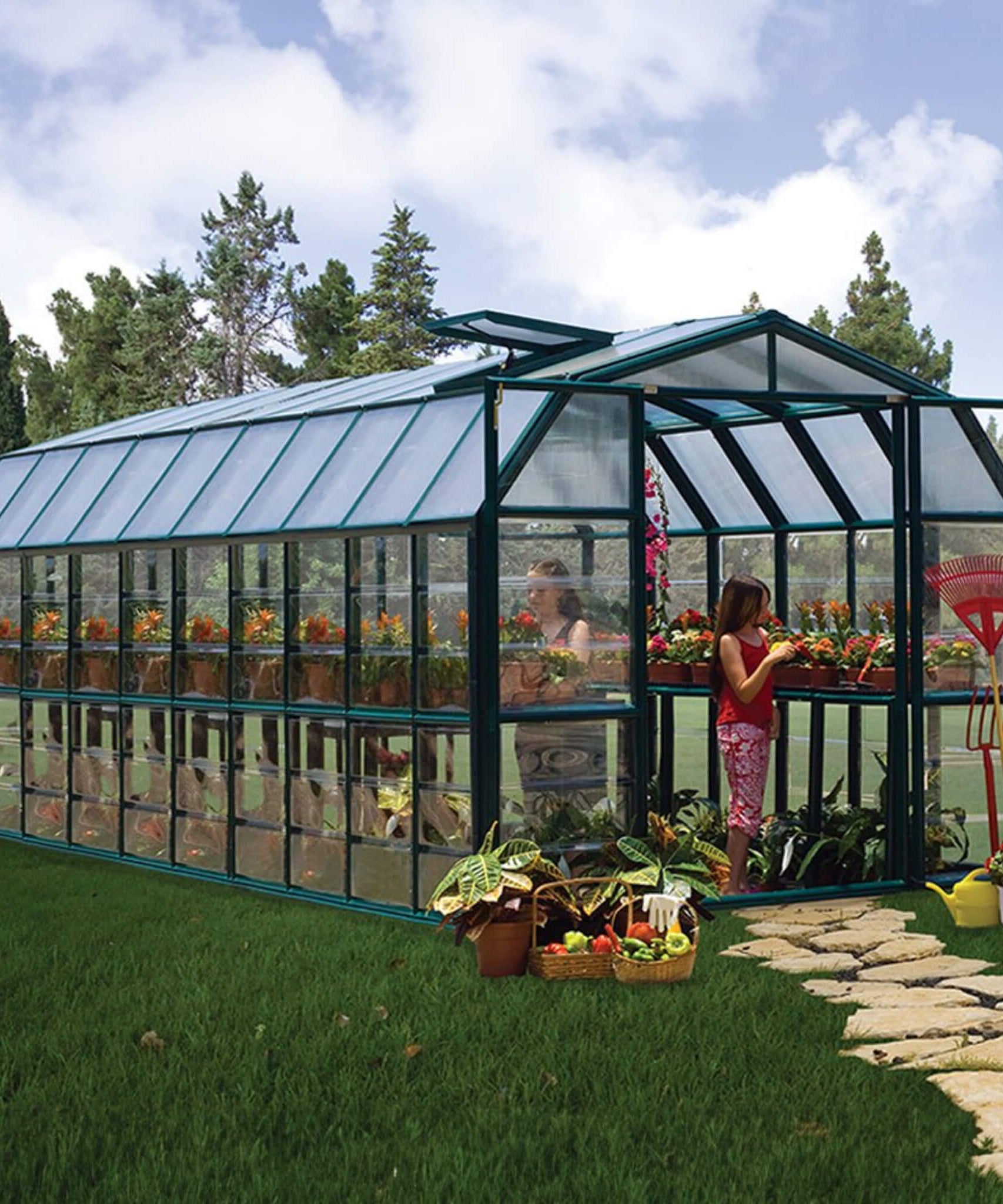 [08X20FT] Extra-Large Barn-Style Weatherproof Walk-In Greenhouse With Roof Vents (SAK85716)