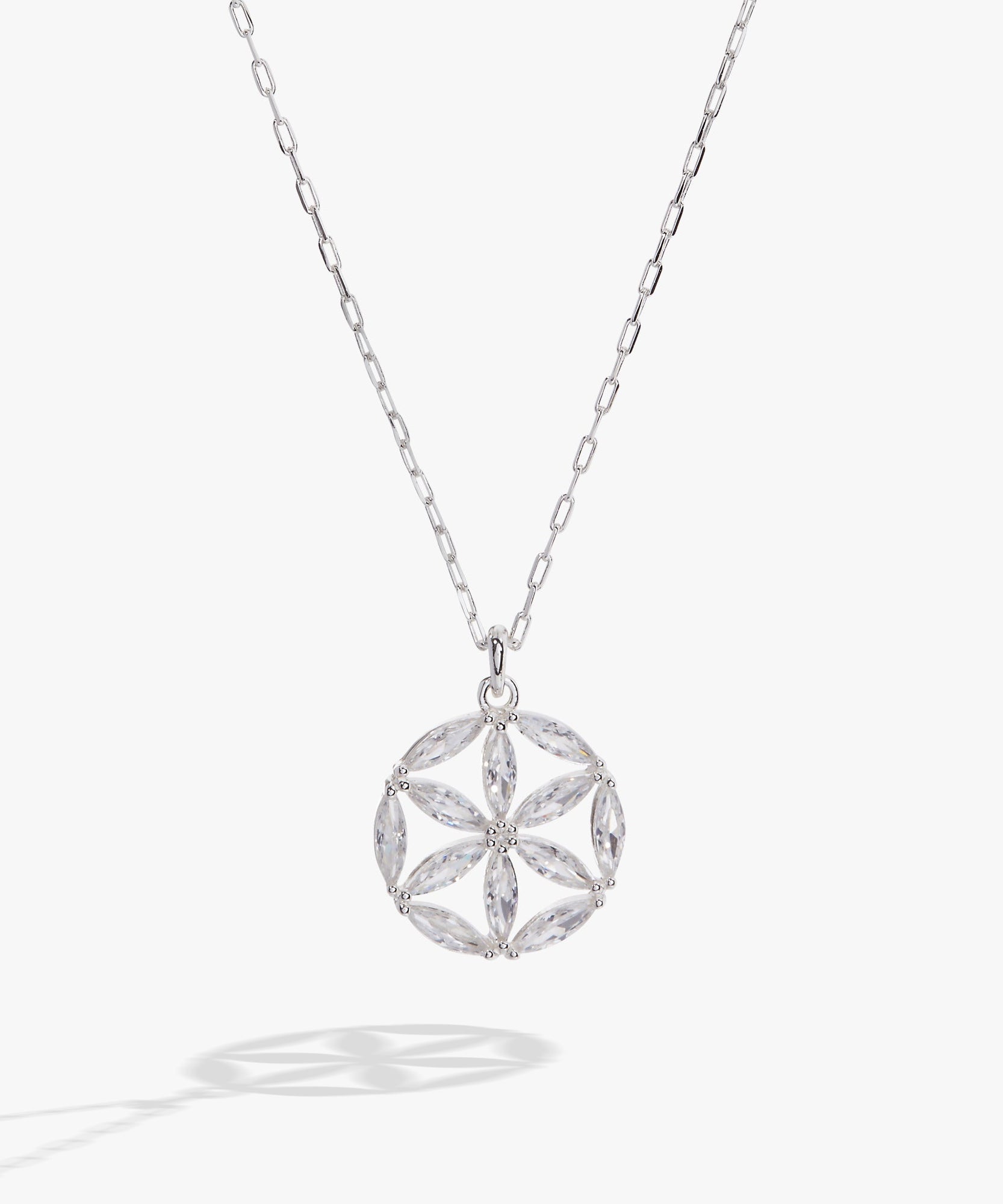 Faith and Family Rosette Pendant Necklace
