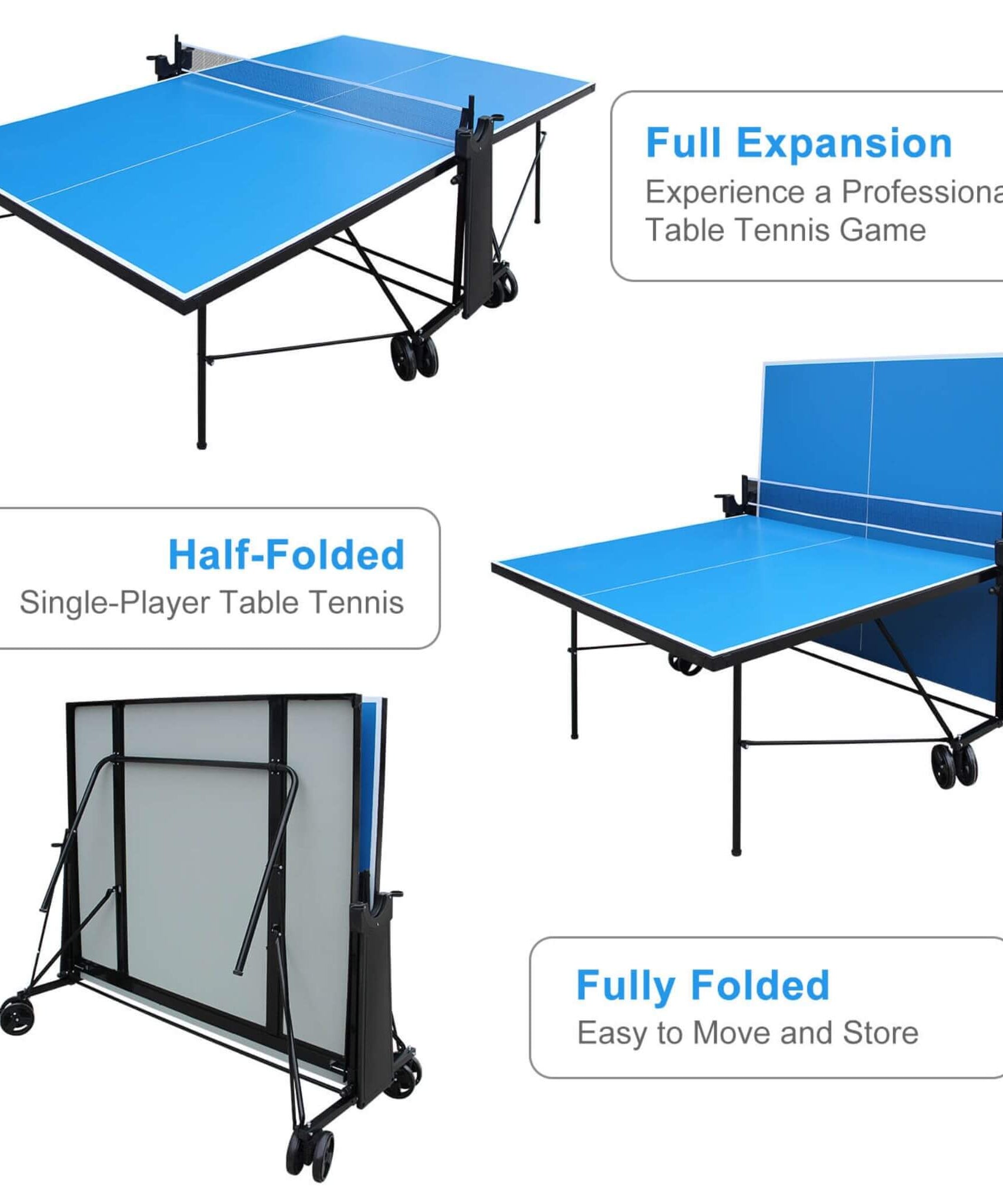 Portable 108-Inch Full-Size Table Tennis Table Set With Net, Paddles And Balls (SAK50384)