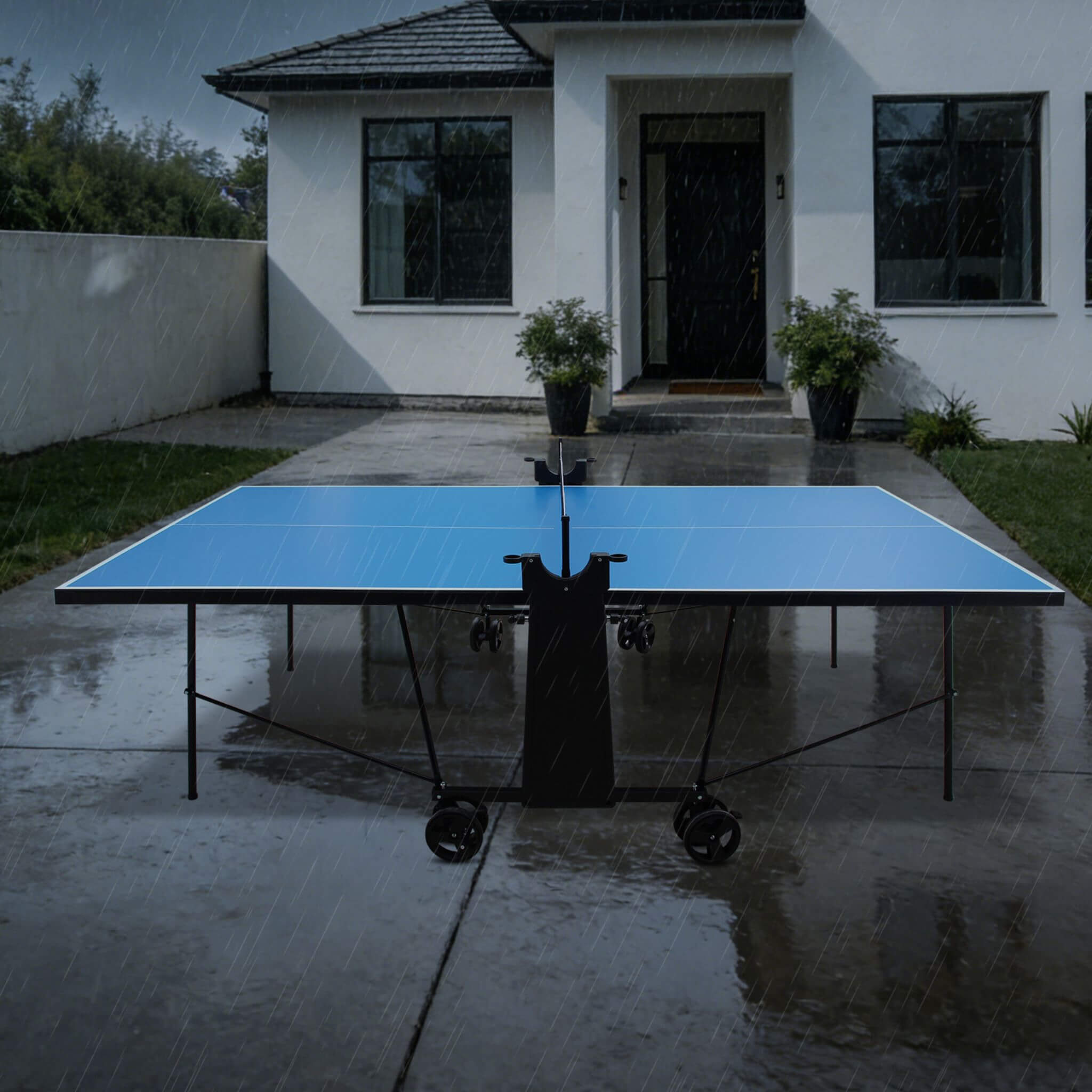 Portable 108-Inch Full-Size Table Tennis Table Set With Net, Paddles And Balls (SAK50384)