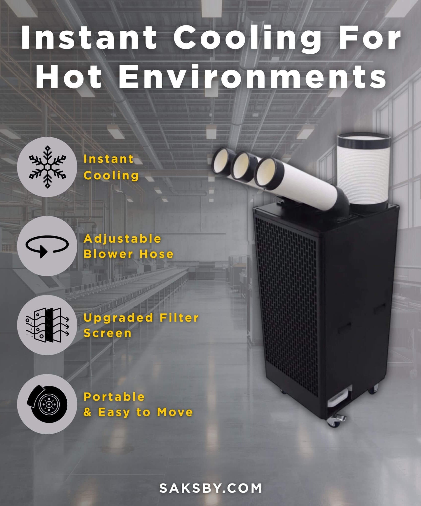 Portable 220V 2.5KW Outdoor 22K BTU Industrial Spot Cooling Air Conditioner (SAK42058)