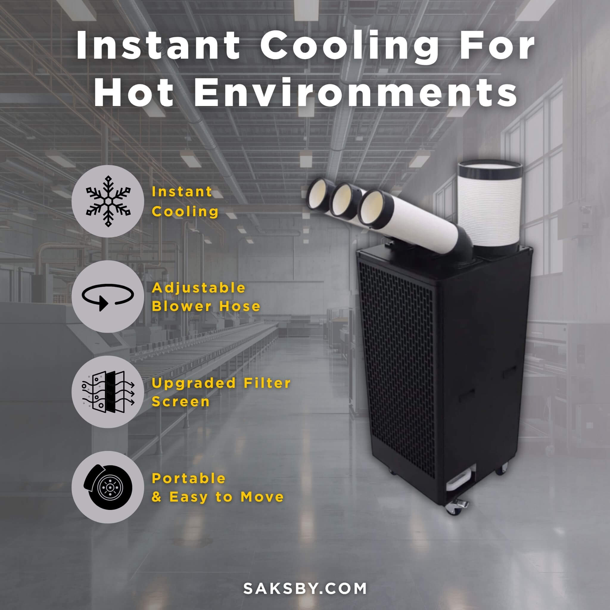 Portable 220V 2.5KW Outdoor 22K BTU Industrial Spot Cooling Air Conditioner (SAK42058)