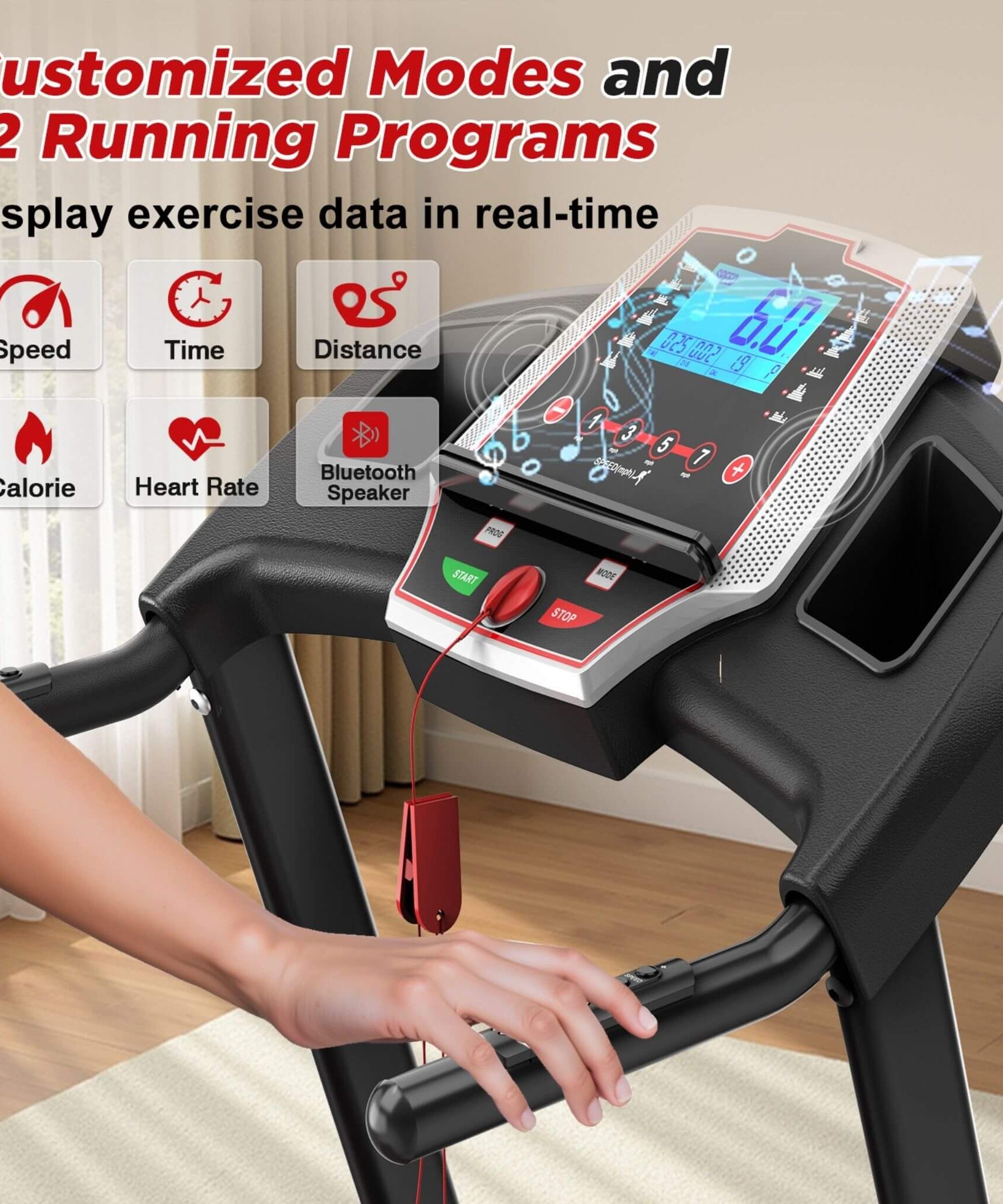 Rovix Portable 3.5HP Space Saving Folding Treadmill W/ Incline & 12 Preset Programs (SAK29735)