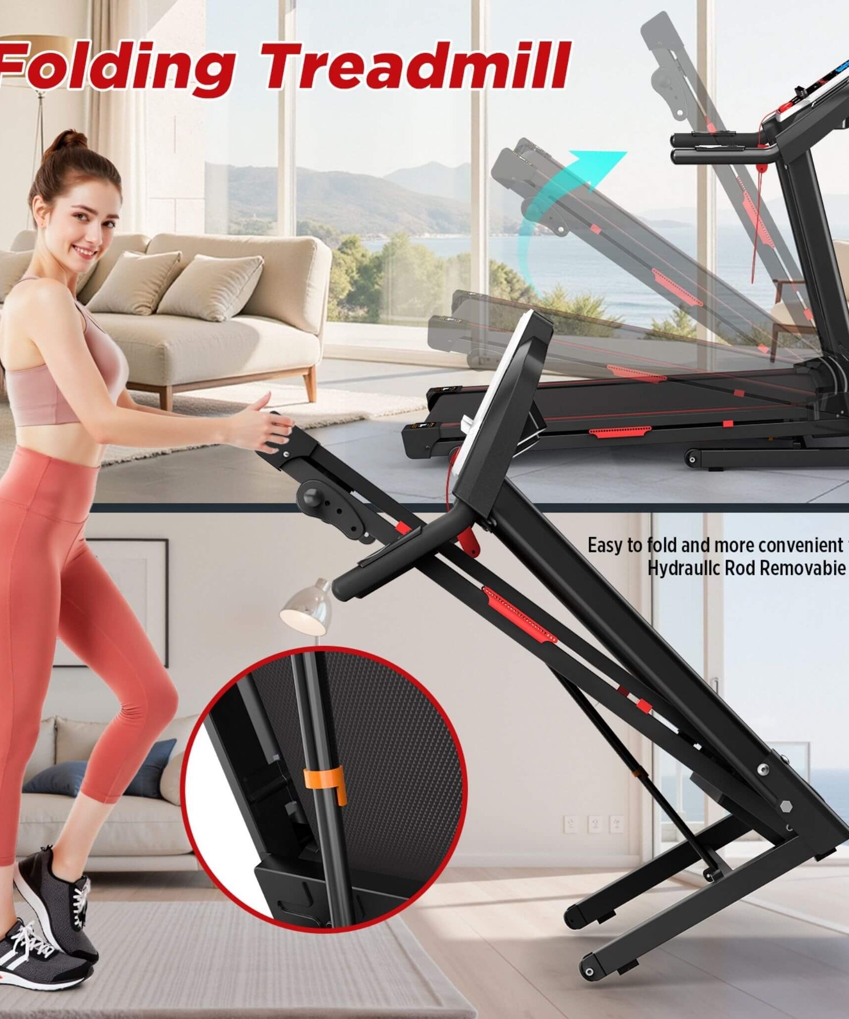 Rovix Portable 3.5HP Space Saving Folding Treadmill W/ Incline & 12 Preset Programs (SAK29735)