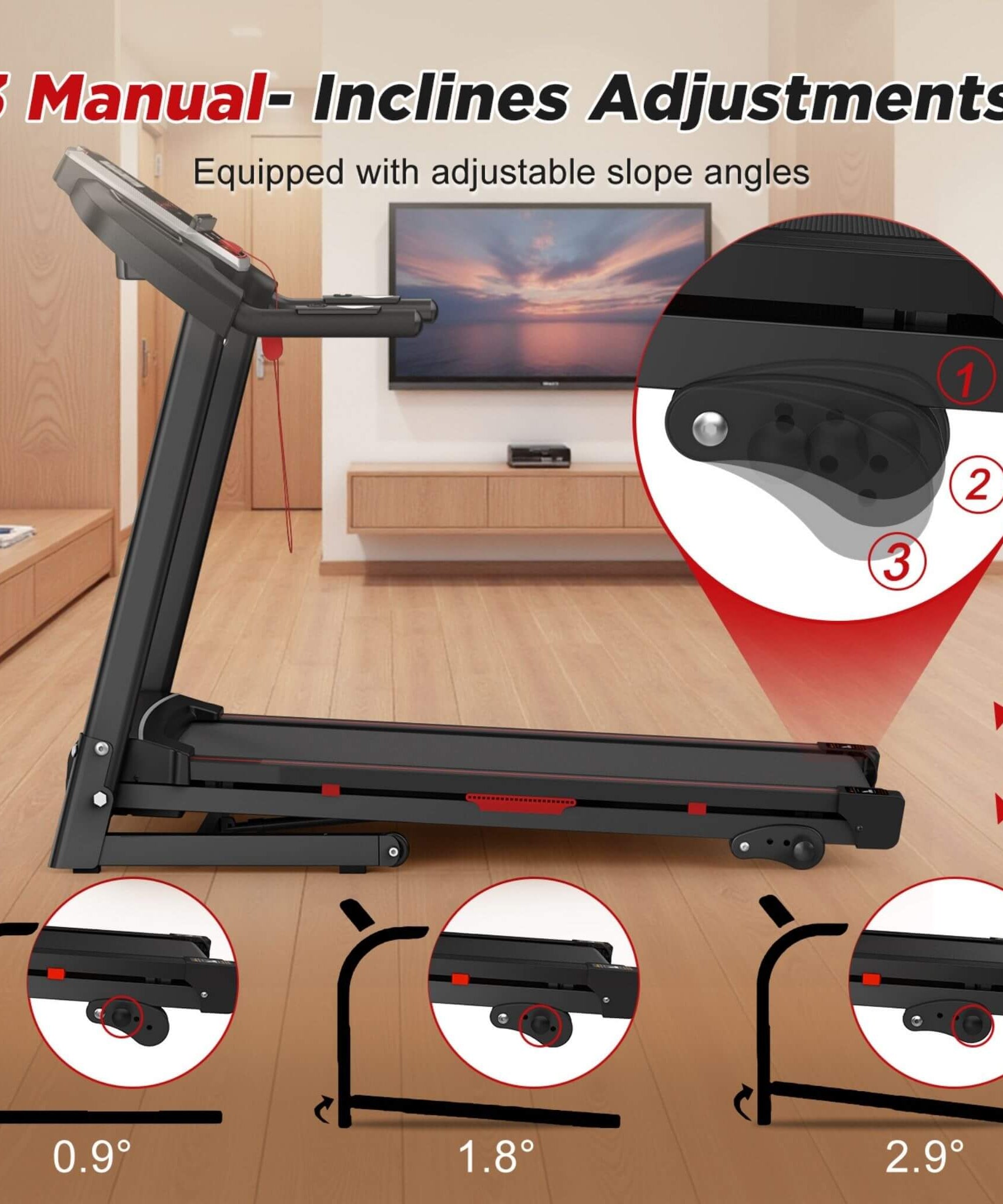 Rovix Portable 3.5HP Space Saving Folding Treadmill W/ Incline & 12 Preset Programs (SAK29735)