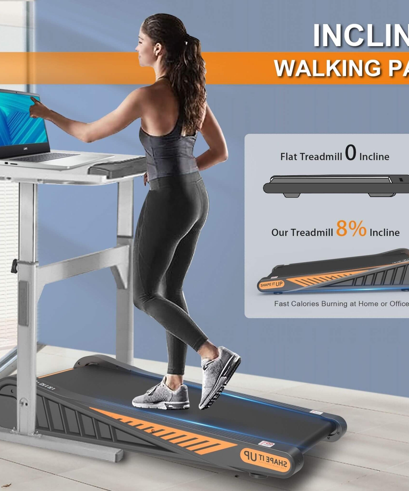Rovix Portable Compact 2HP Under Desk Treadmill With Safety Key And Wheels for Home And Office Workouts (SAK72810)