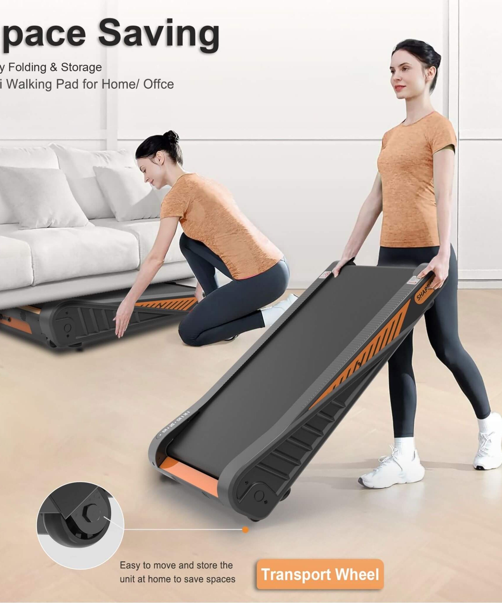 Rovix Portable Compact 2HP Under Desk Treadmill With Safety Key And Wheels for Home And Office Workouts (SAK72810)