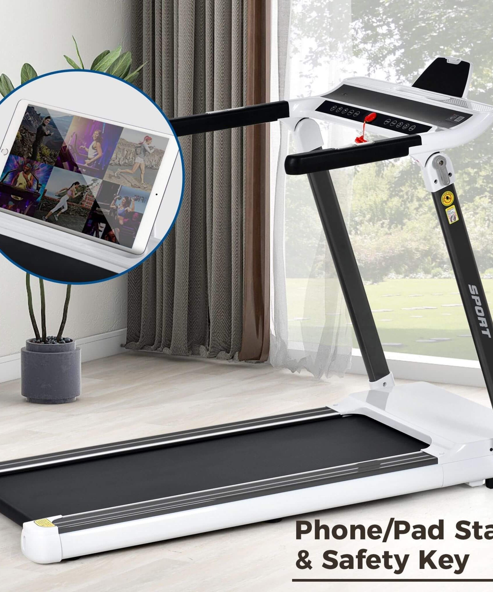 Rovix Portable Compact Home Cardio Fitness Treadmill With 3.5HP Electric Motor & Bluetooth Speakers (SAK32416)