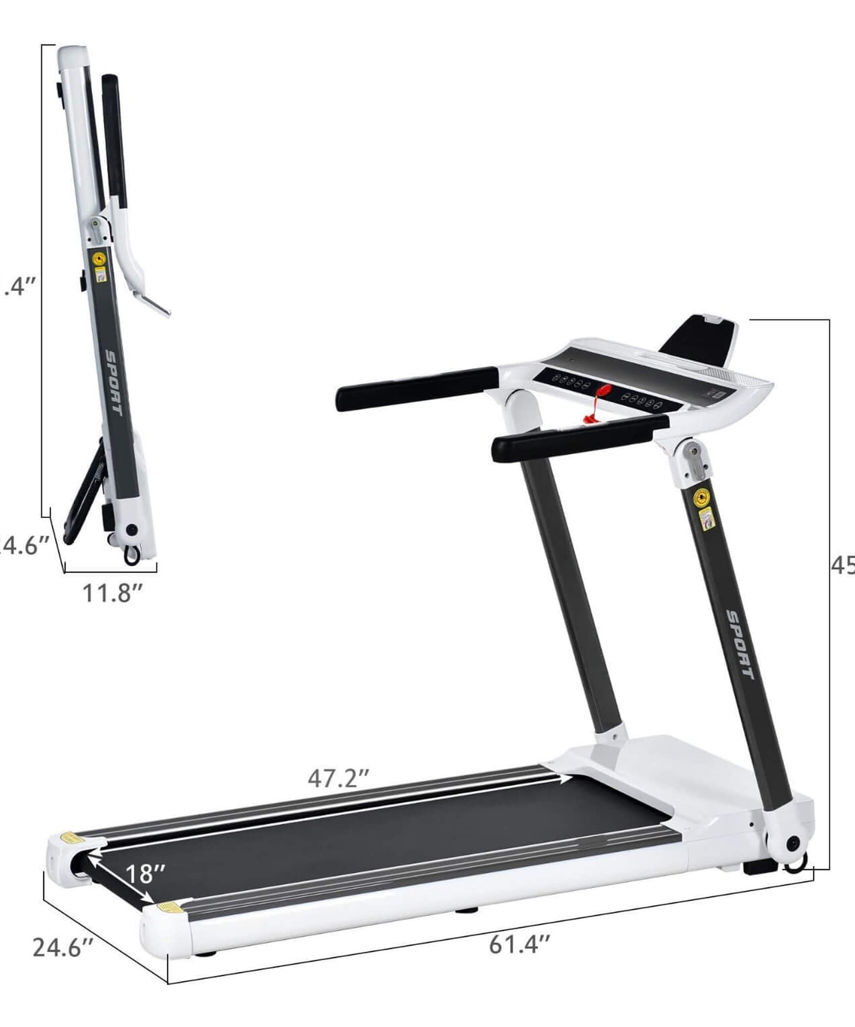Rovix Portable Compact Home Cardio Fitness Treadmill With 3.5HP Electric Motor & Bluetooth Speakers (SAK32416)