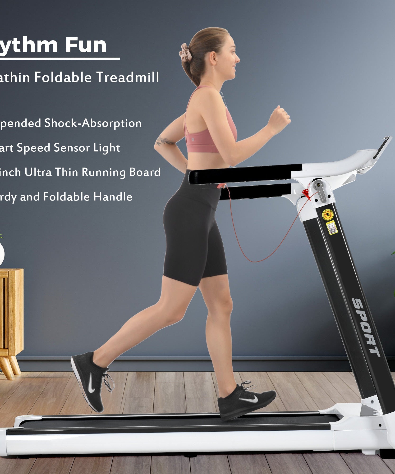 Rovix Portable Compact Home Cardio Fitness Treadmill With 3.5HP Electric Motor & Bluetooth Speakers (SAK32416)