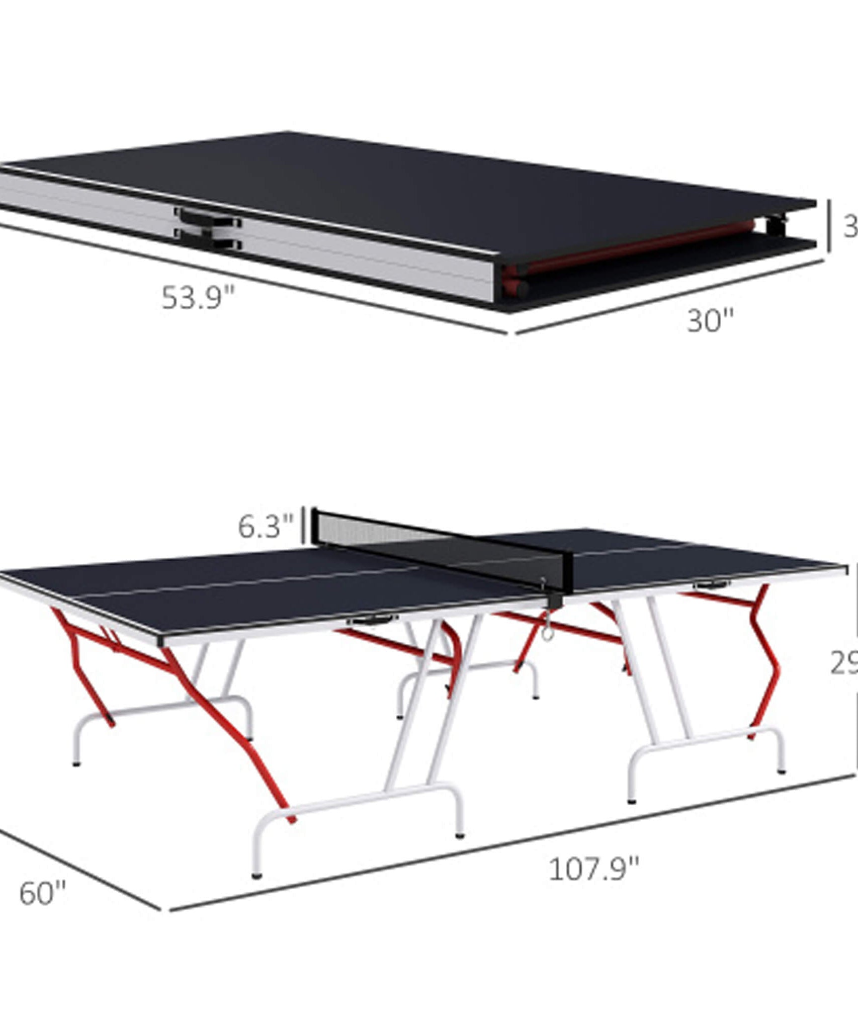 Portable Foldable Full-Size Ping Pong Table Tennis Table With Net And Accessories (SAK64929)