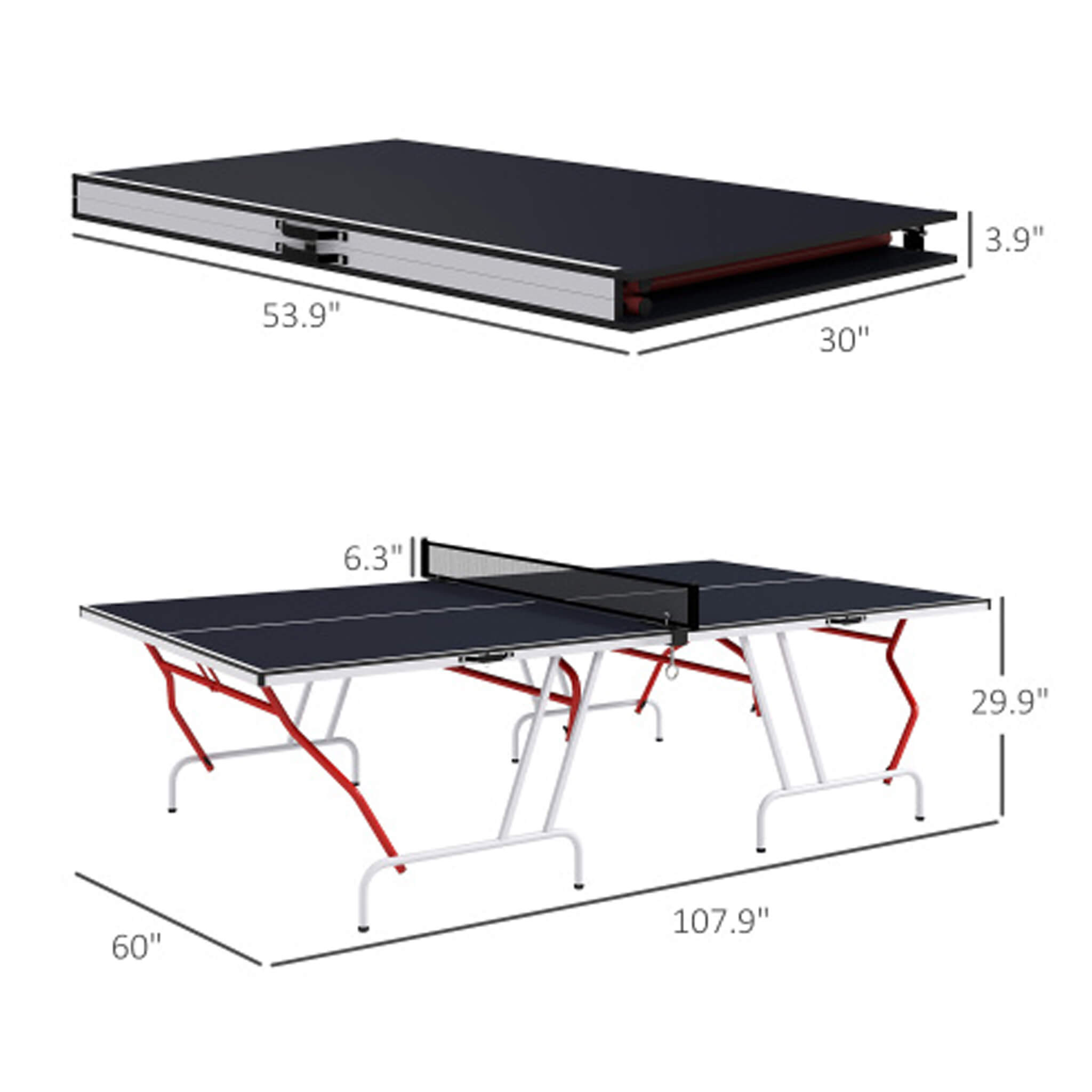 Portable Foldable Full-Size Ping Pong Table Tennis Table With Net And Accessories (SAK64929)