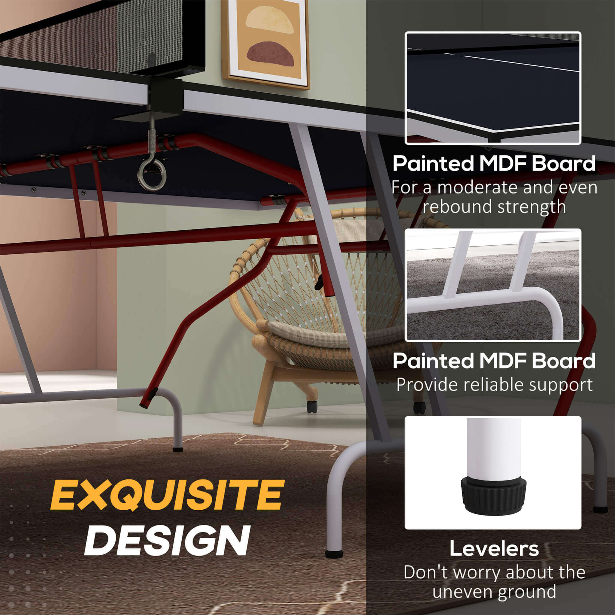 Portable Foldable Full-Size Ping Pong Table Tennis Table With Net And Accessories (SAK64929)