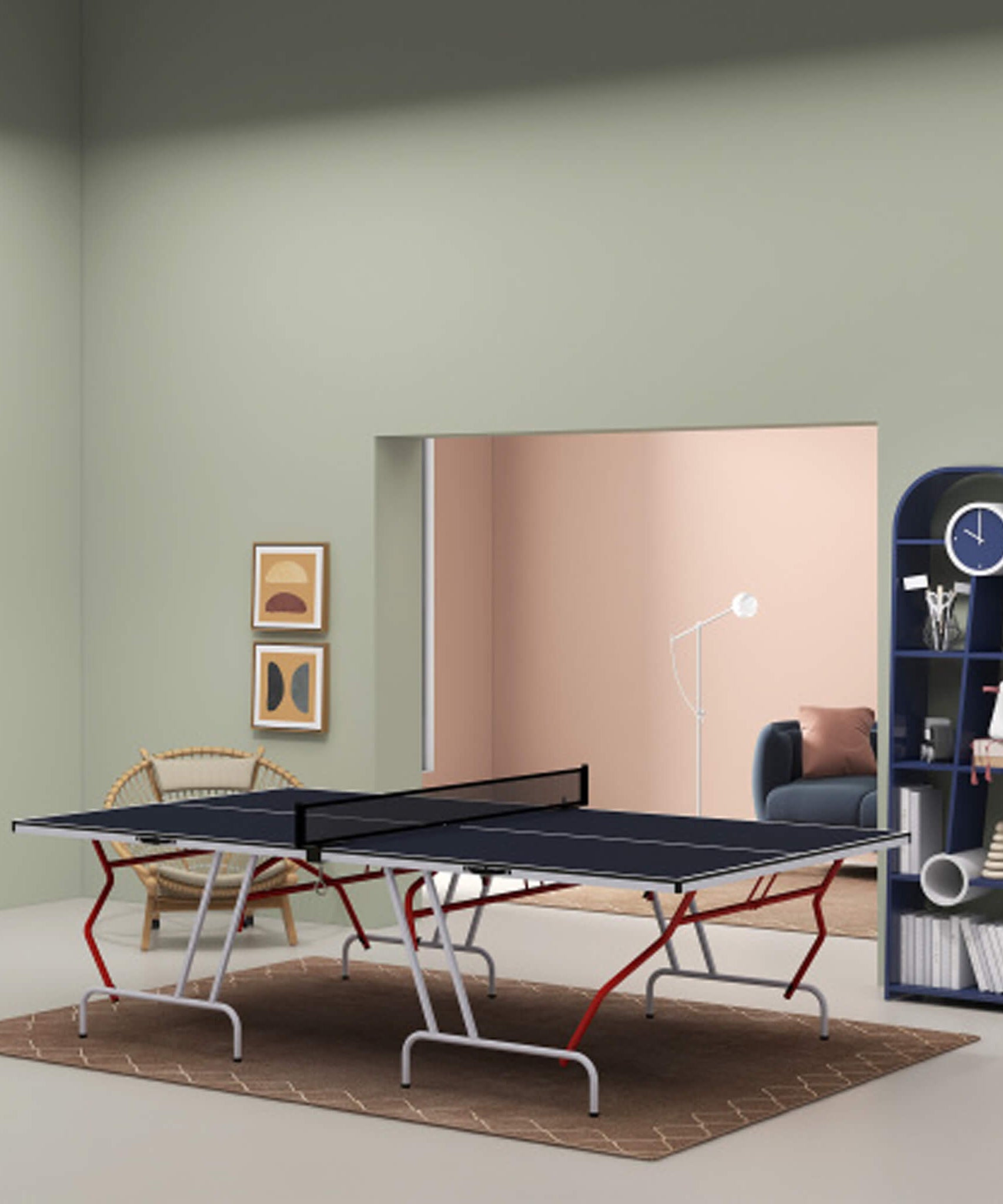Portable Foldable Full-Size Ping Pong Table Tennis Table With Net And Accessories (SAK64929)