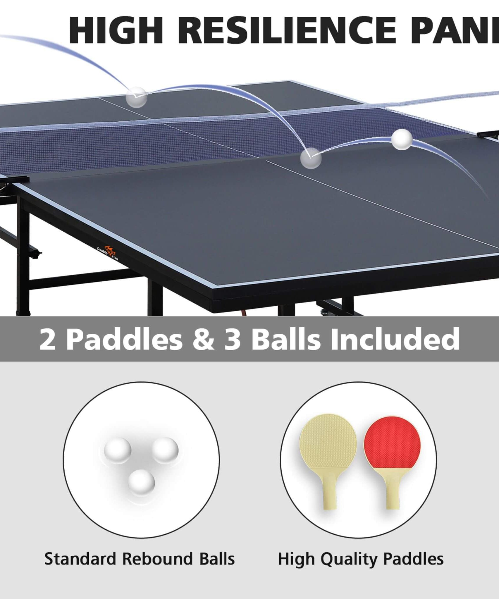 9FT Portable Mid-Size Ping Pong Table Set With Paddles, Balls, And Net (SAK82019)
