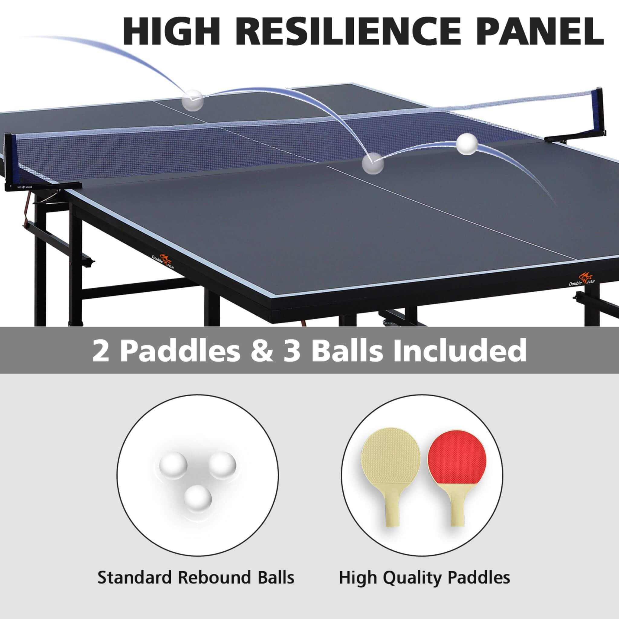 9FT Portable Mid-Size Ping Pong Table Set With Paddles, Balls, And Net (SAK82019)