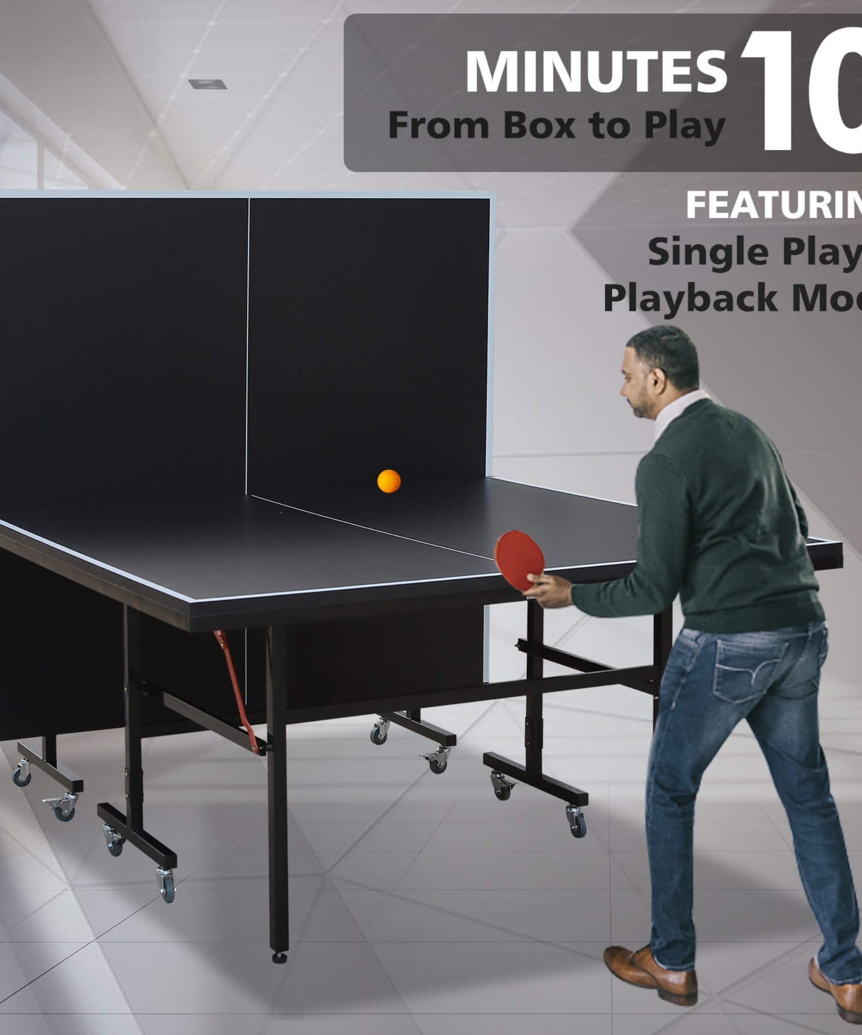 9FT Portable Mid-Size Ping Pong Table Set With Paddles, Balls, And Net (SAK82019)