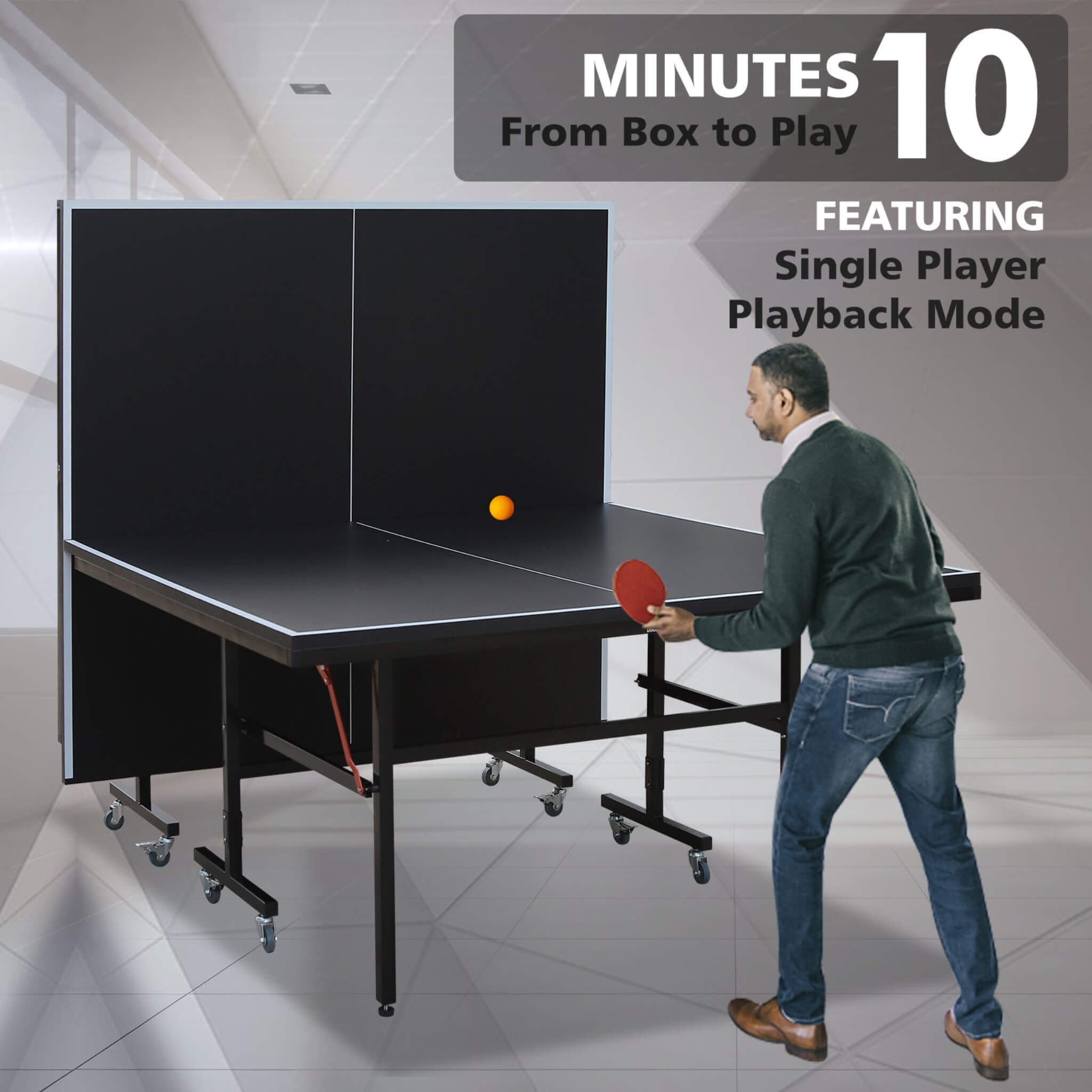 9FT Portable Mid-Size Ping Pong Table Set With Paddles, Balls, And Net (SAK82019)