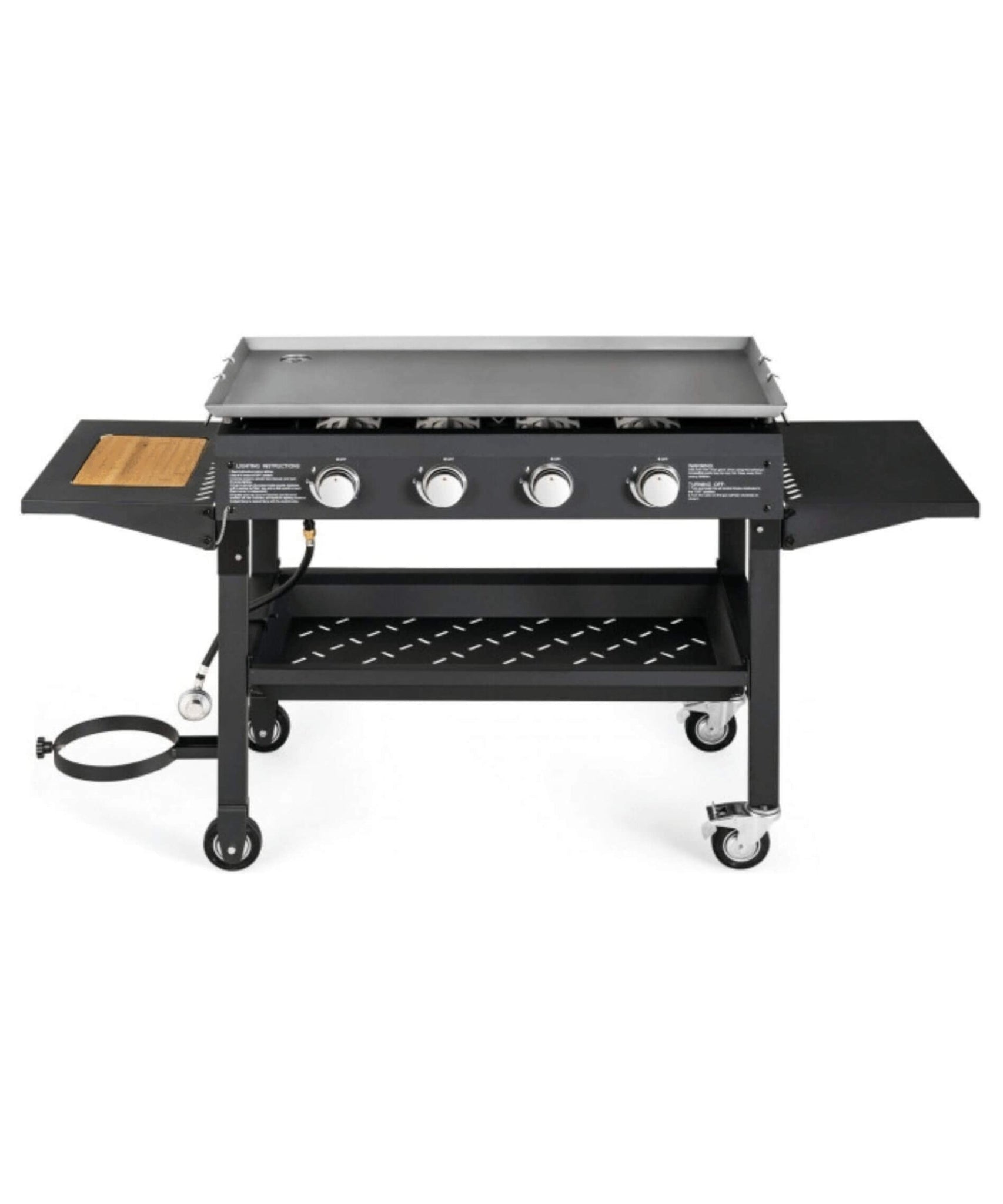 Portable Outdoor 4 Burner Propane Flat Top Gas Grill W/ Wheels, 60K BTU (SAK66104)