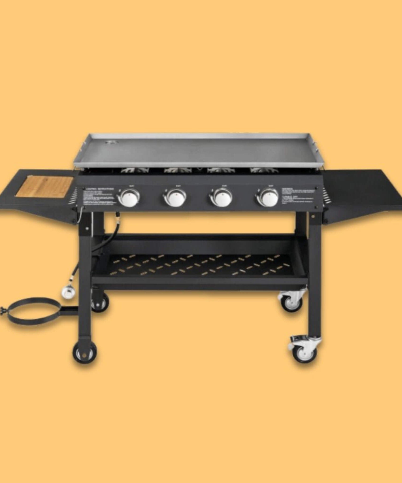 Portable Outdoor 4 Burner Propane Flat Top Gas Grill W/ Wheels, 60K BTU (SAK66104)