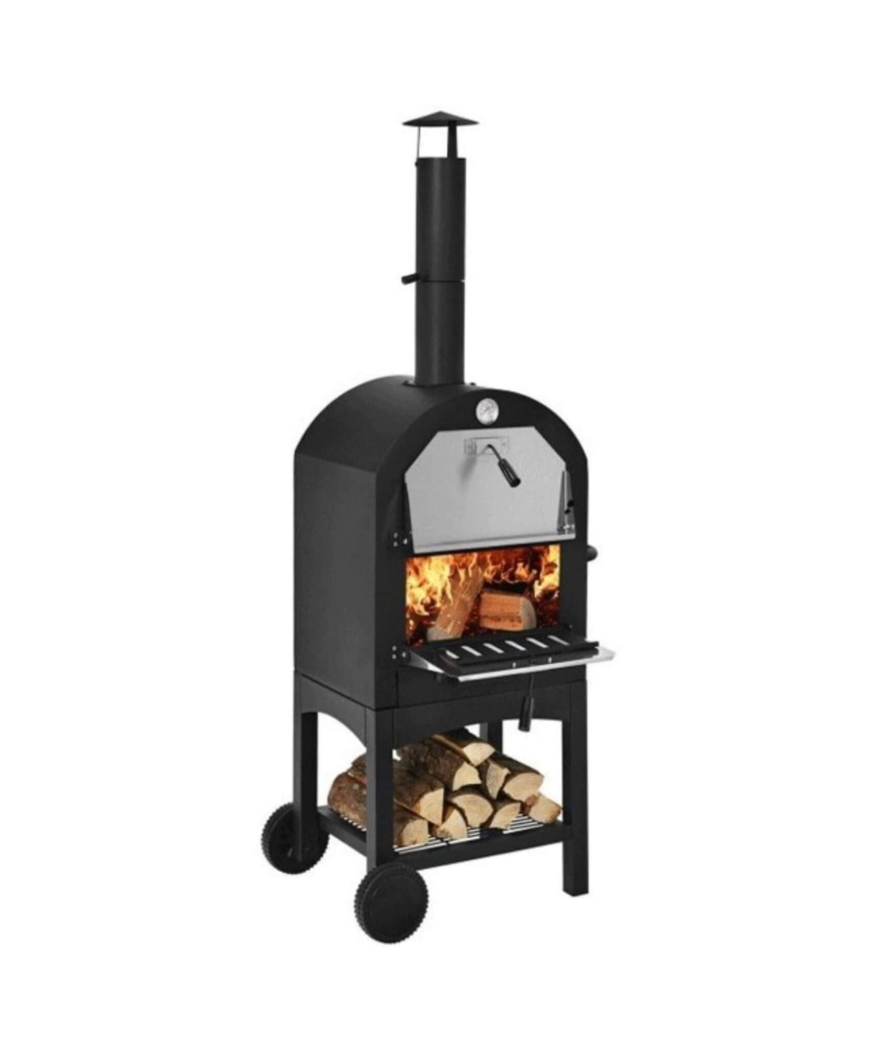 Portable Outdoor Wood Fired Pizza Oven W/ Pizza Stone & Waterproof Cover (SAK82635)