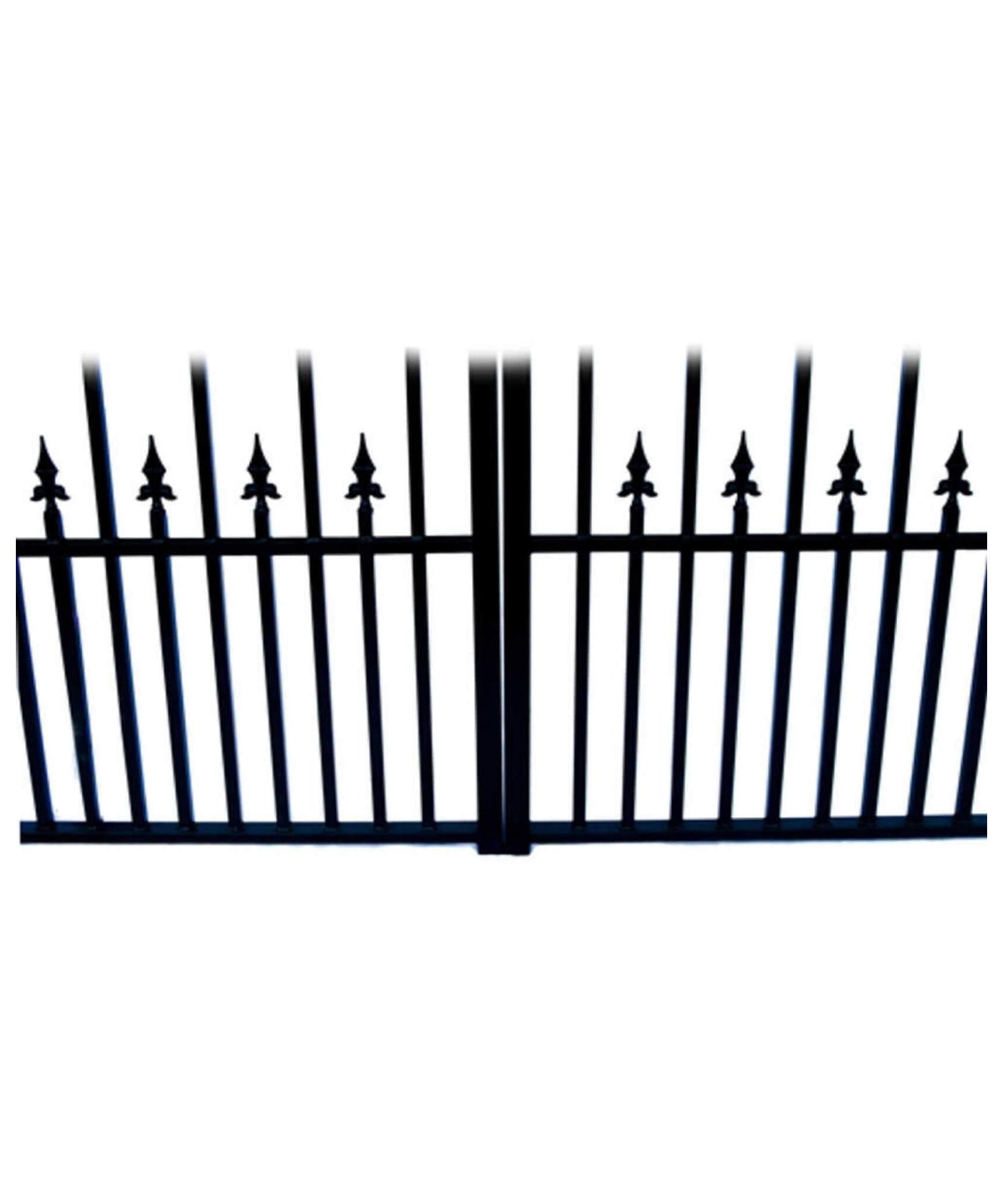 [12-18FT] Heavy-Duty Prague-Style Powder-Coated Galvanized Steel Dual Swing Driveway Gate (SAK48530)