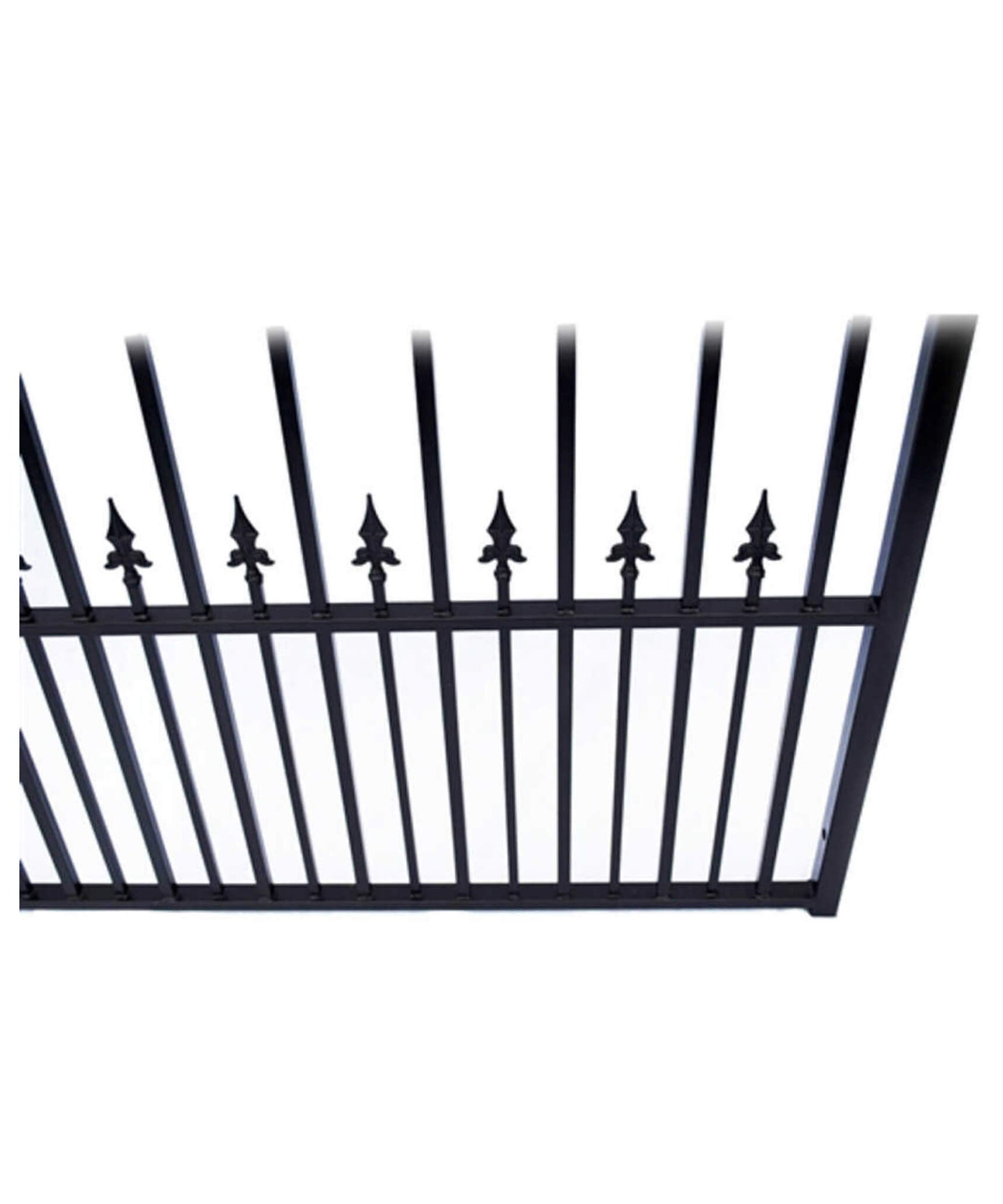 [12-18FT] Heavy-Duty Prague-Style Powder-Coated Galvanized Steel Dual Swing Driveway Gate (SAK48530)